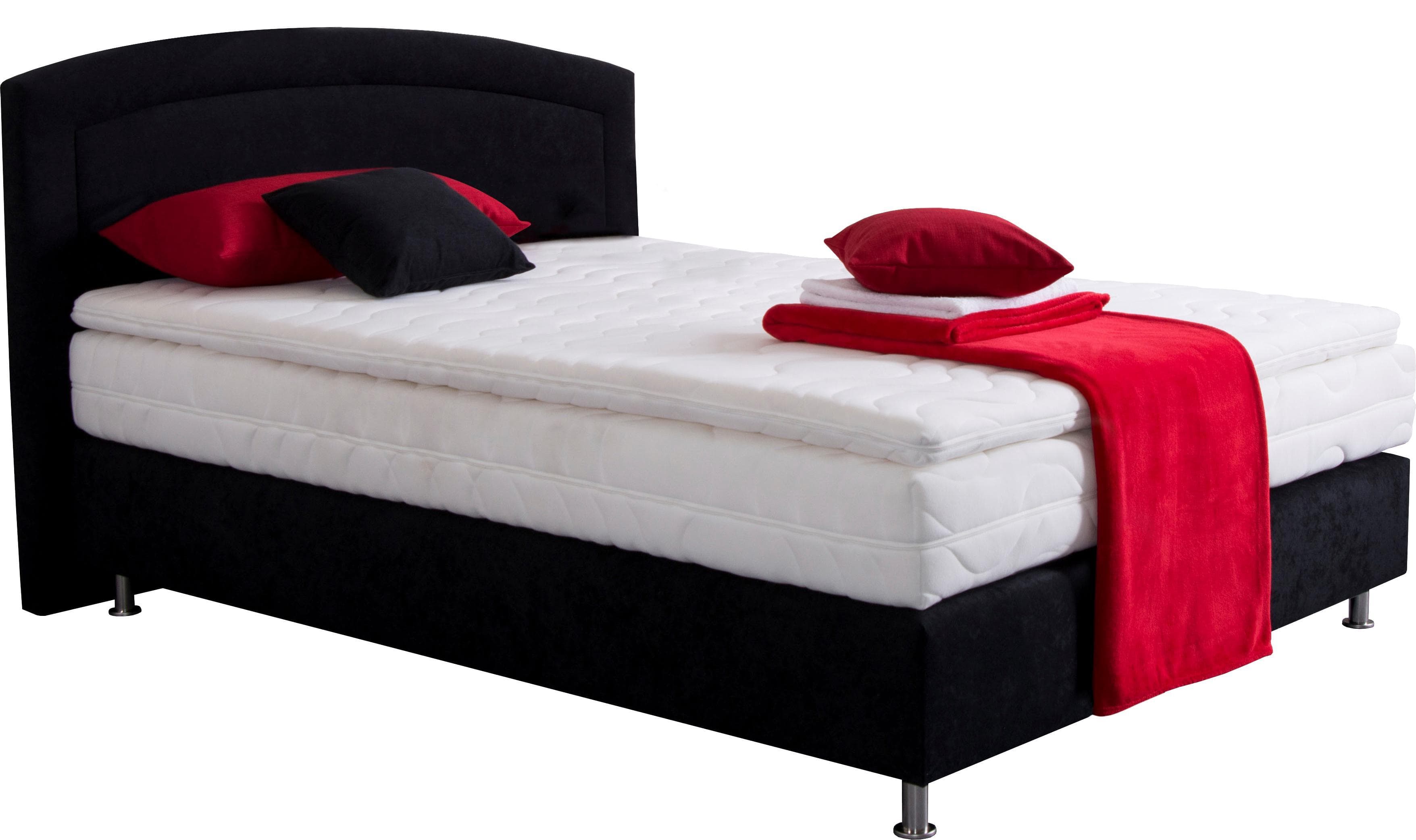 Westfalia Schlafkomfort Boxspringbett Schwarz mit Topper
