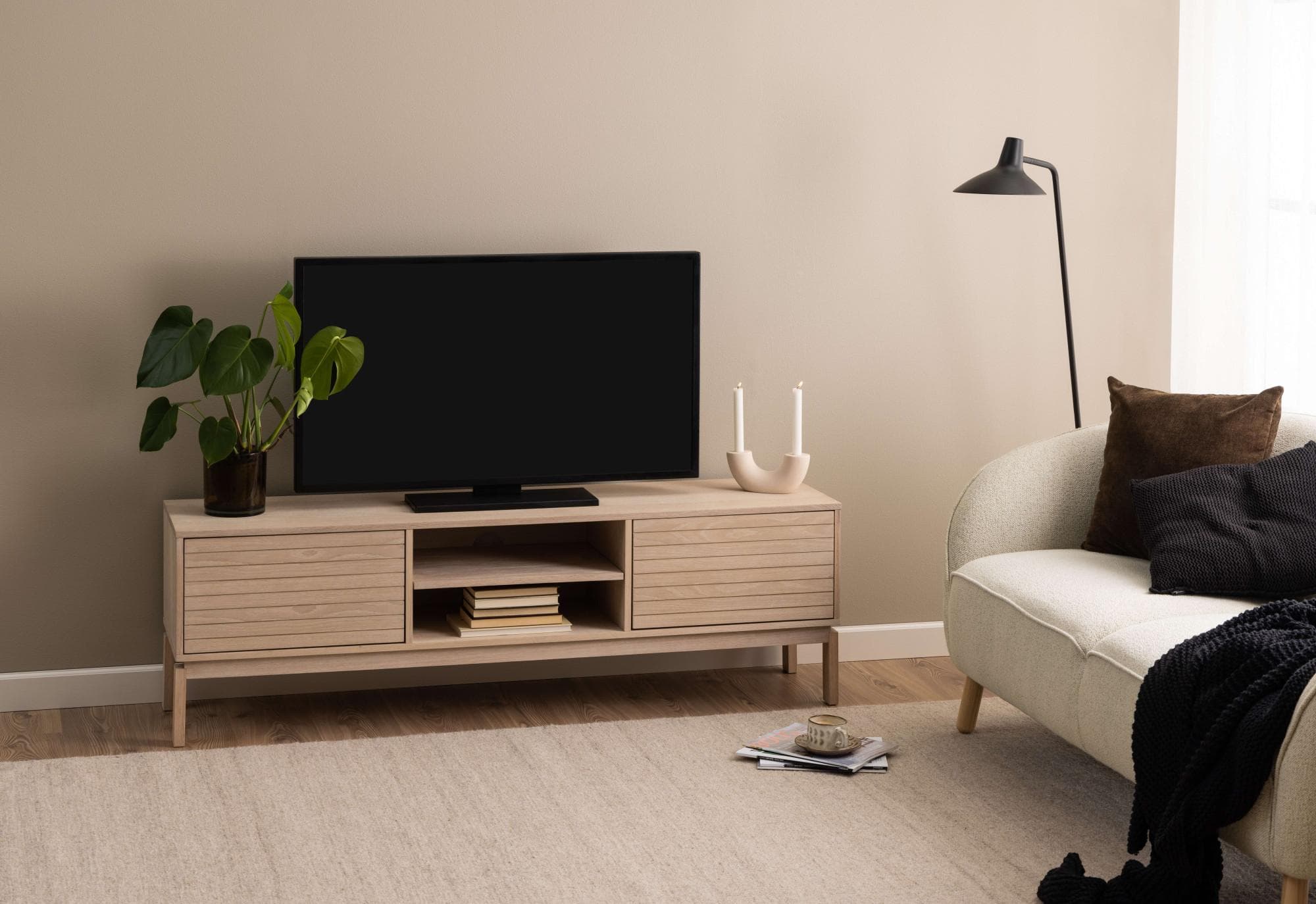 ACTONA GROUP Linley TV-Schrank weiß Eiche 160cm Push-to-Open