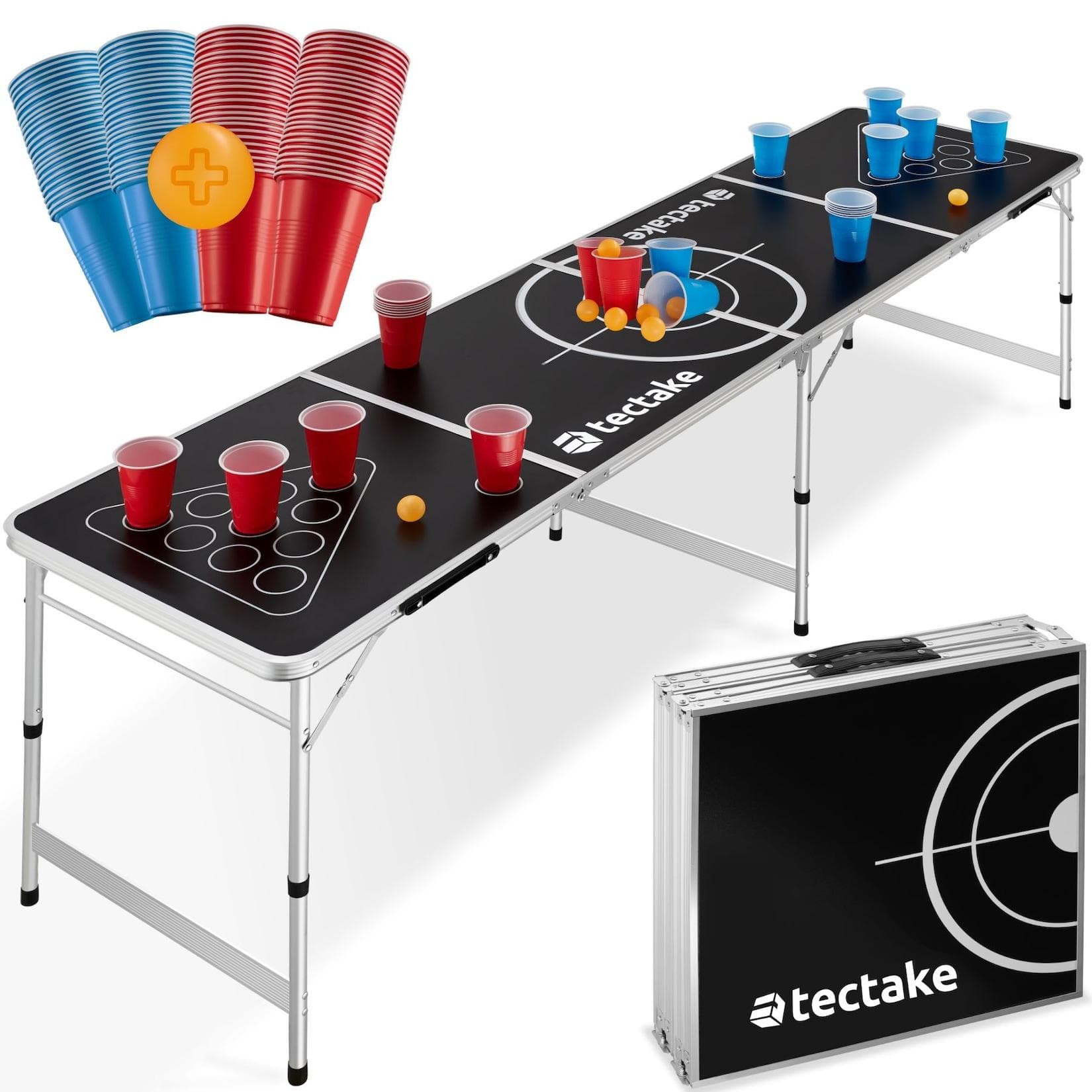 tectake Spieltisch Bierpong-Tisch Aluminium