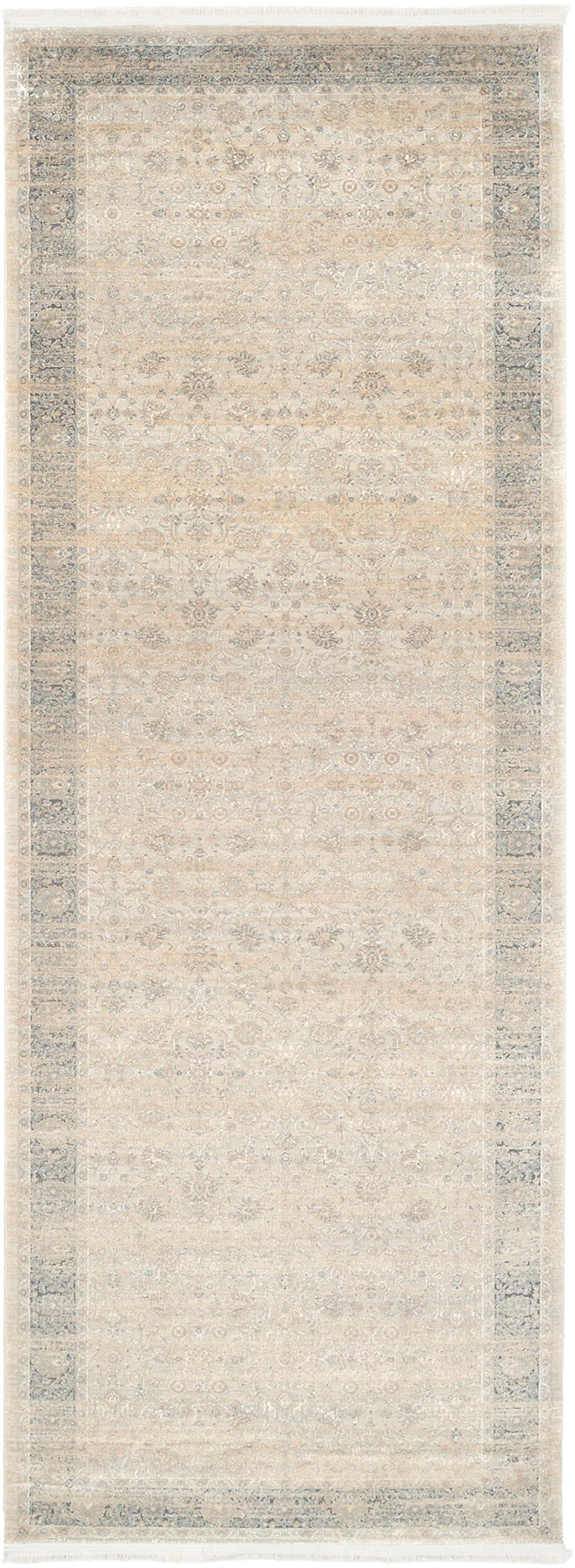 HORUS NIMA Teppich Beige/Grau 3D-Optik Vintage Fransen