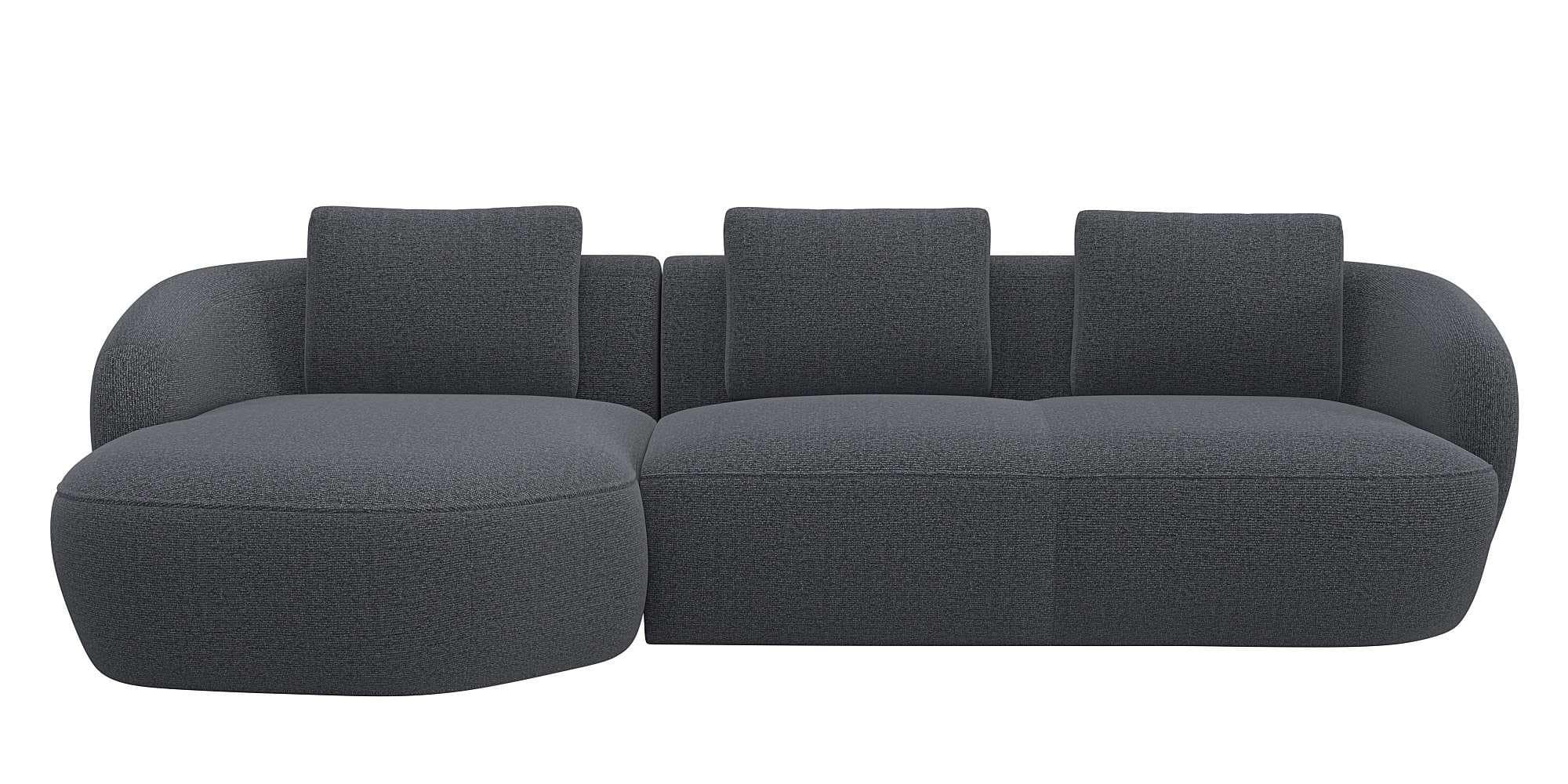 FLEXLUX Wohnlandschaft Torino L-Form Anthrazit mit Recamiere