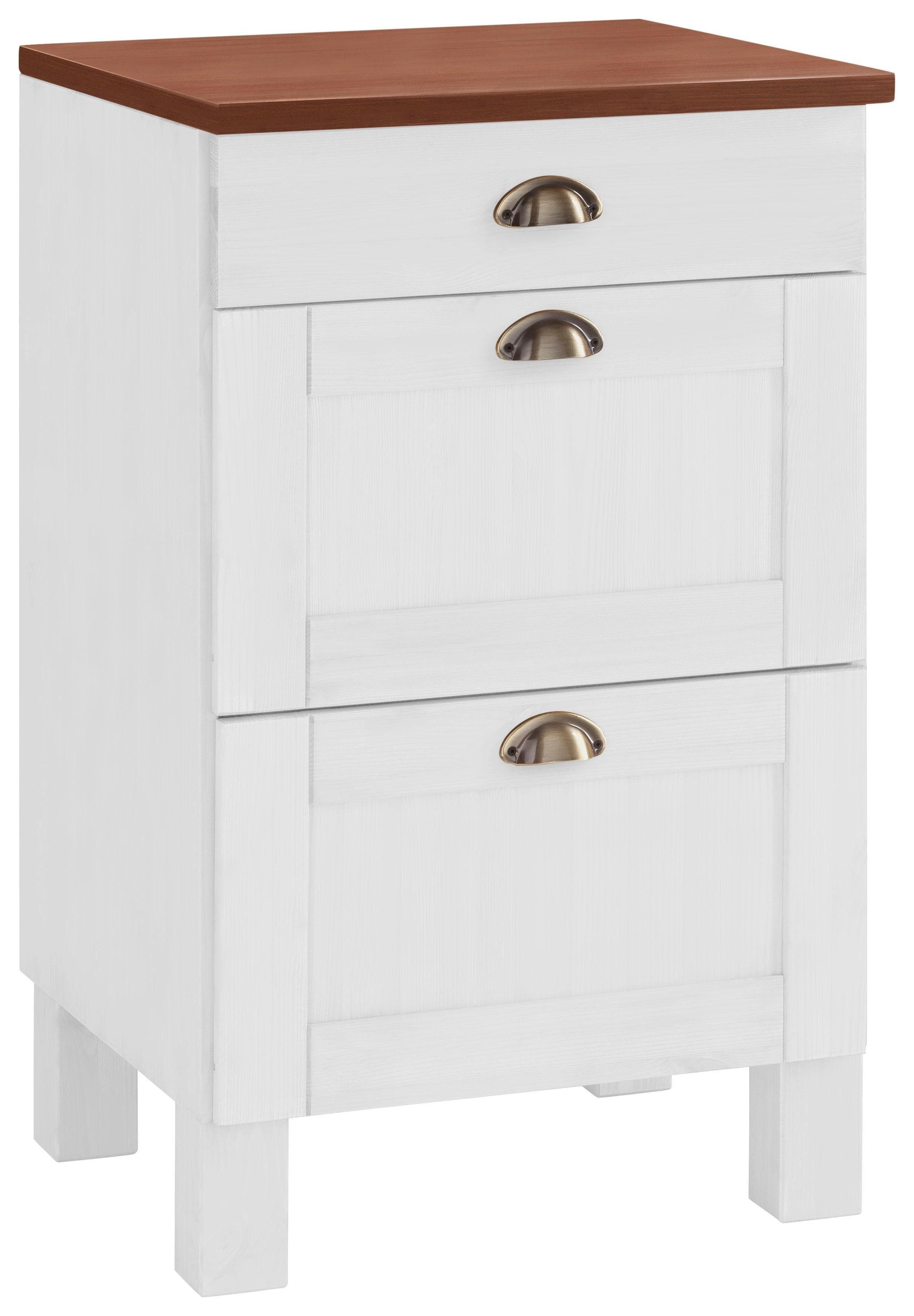 HOME AFFAIRE Oslo Unterschrank Massivholz 3 Schubladen Beige/Gelb