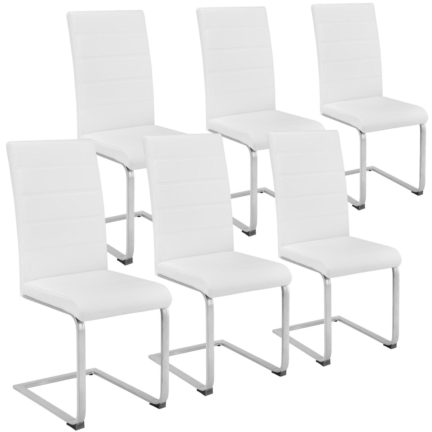 tectake 6er Set Schwingstuhl Kunstleder C-Form Gestell