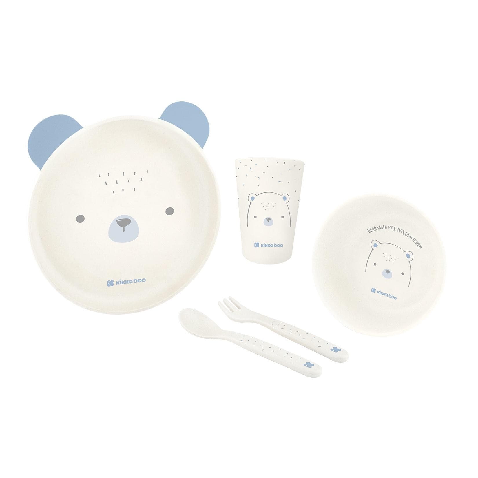 Kikkaboo Kindergeschirr Set Bear with me 5-teilig Tiermotiv Blau
