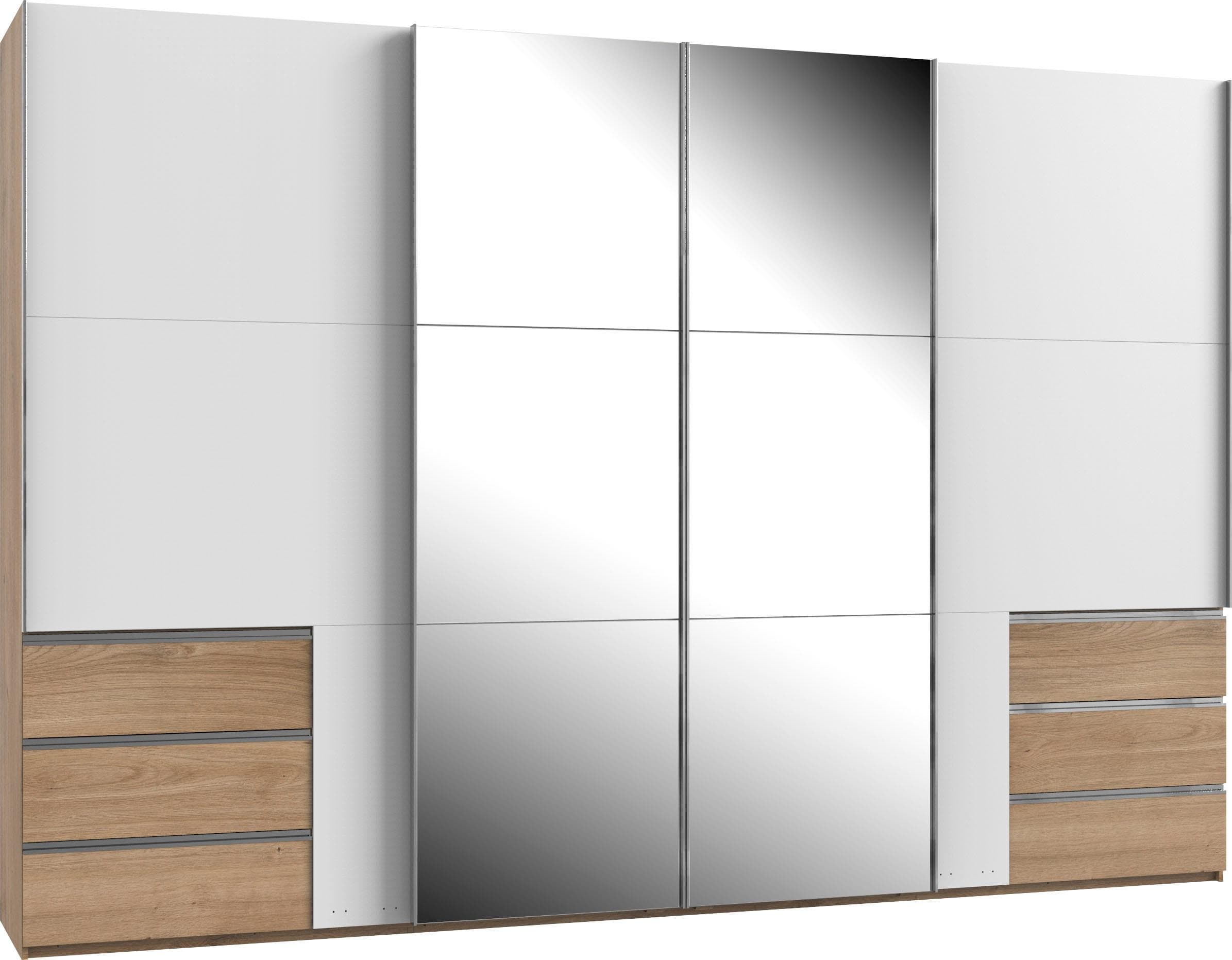 WIMEX Schwebetürenschrank Level by fresh to go Weiß Braun mit Synchronöffnung