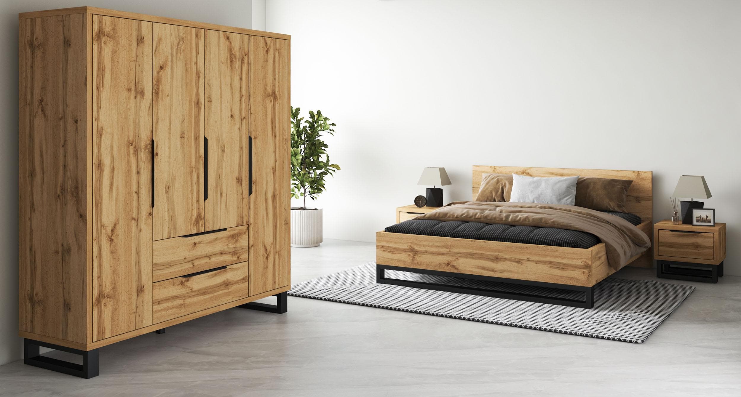 HOME AFFAIRE Bronne Schlafzimmer-Set 4-tlg. Braun Holzwerkstoff