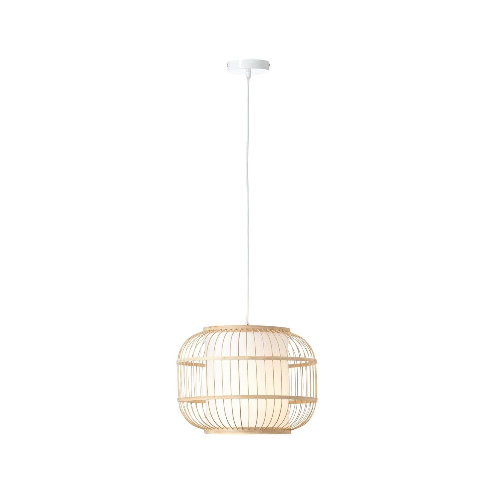 BRILLIANT Bones Pendelleuchte Bambus Natur/Weiss E27 Dimmbar