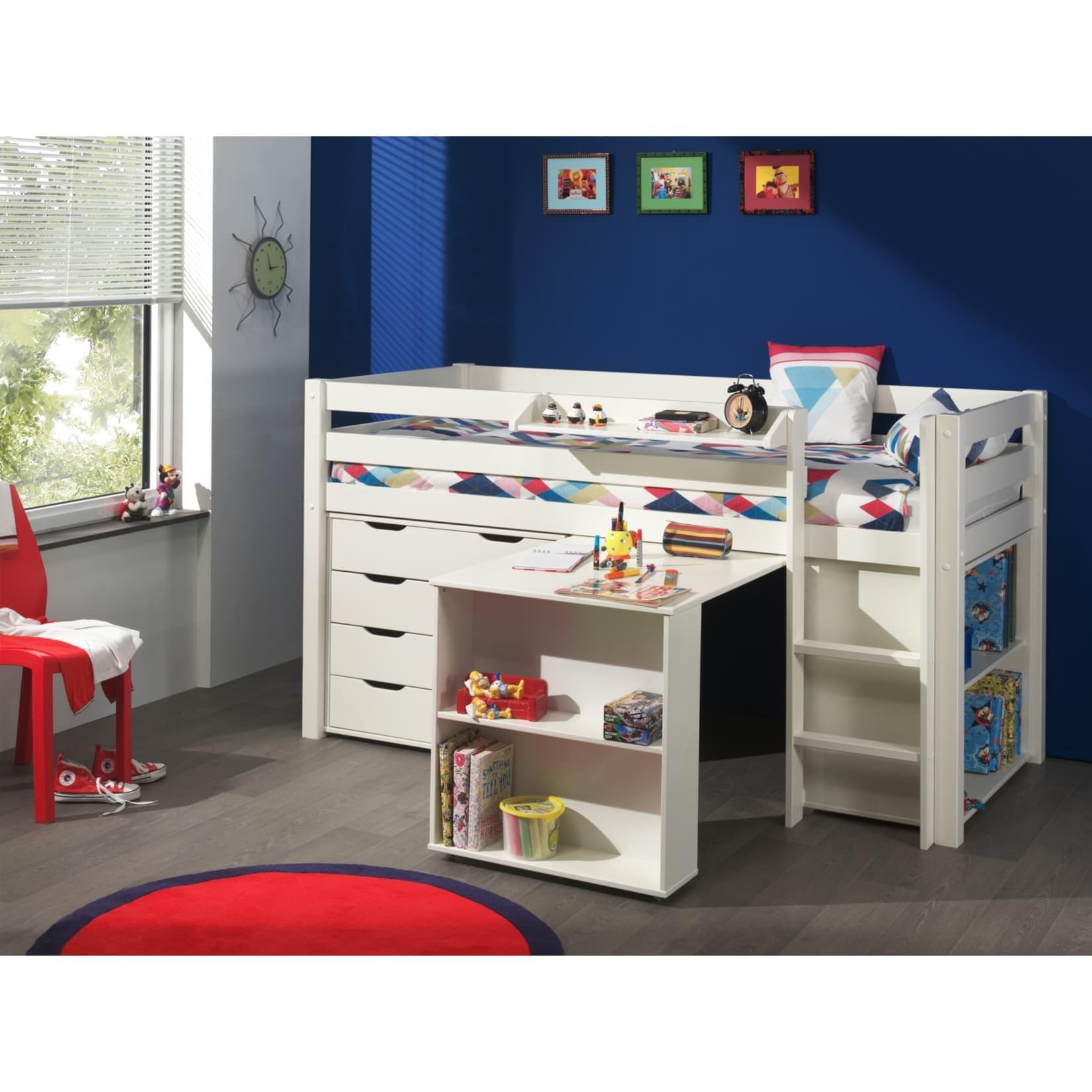 Vipack Furniture Spielbett 3 Pino Weiß Hochbett mit Schreibtisch