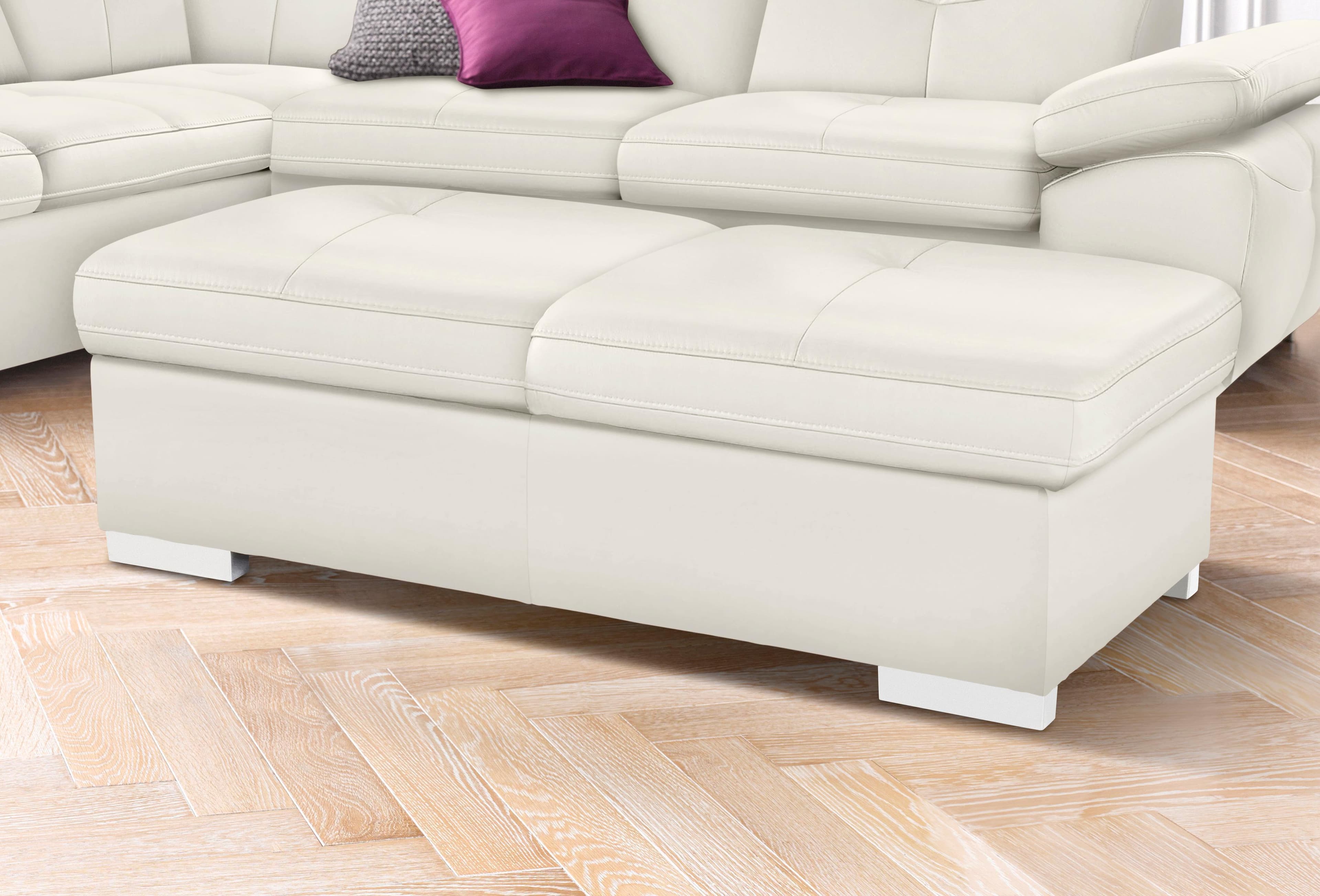 exxpo Hocker Spring Bankhocker Weiß Naturleder & Kunstleder