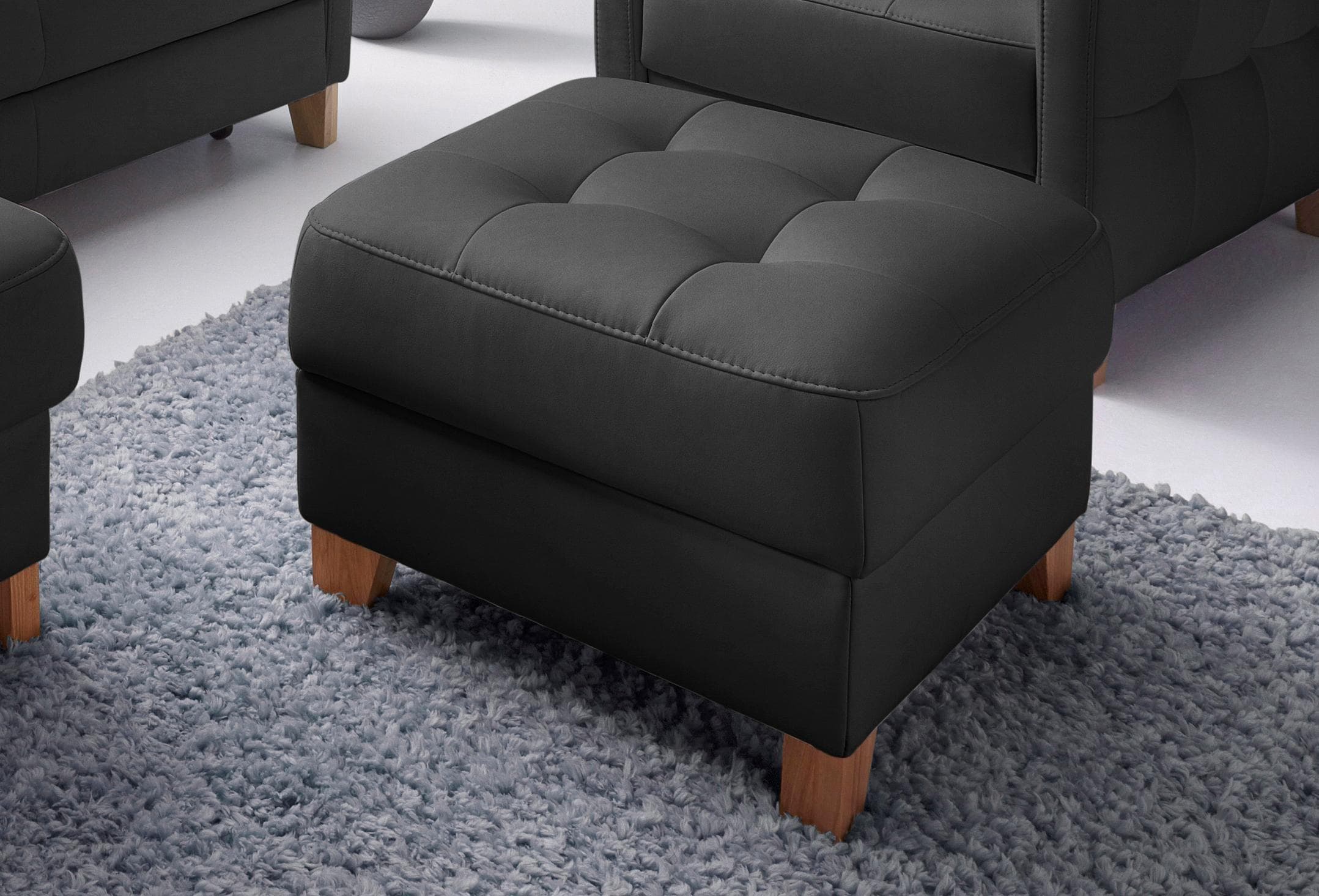 exxpo Hocker Elio Schwarz Kunstleder mit Staufach