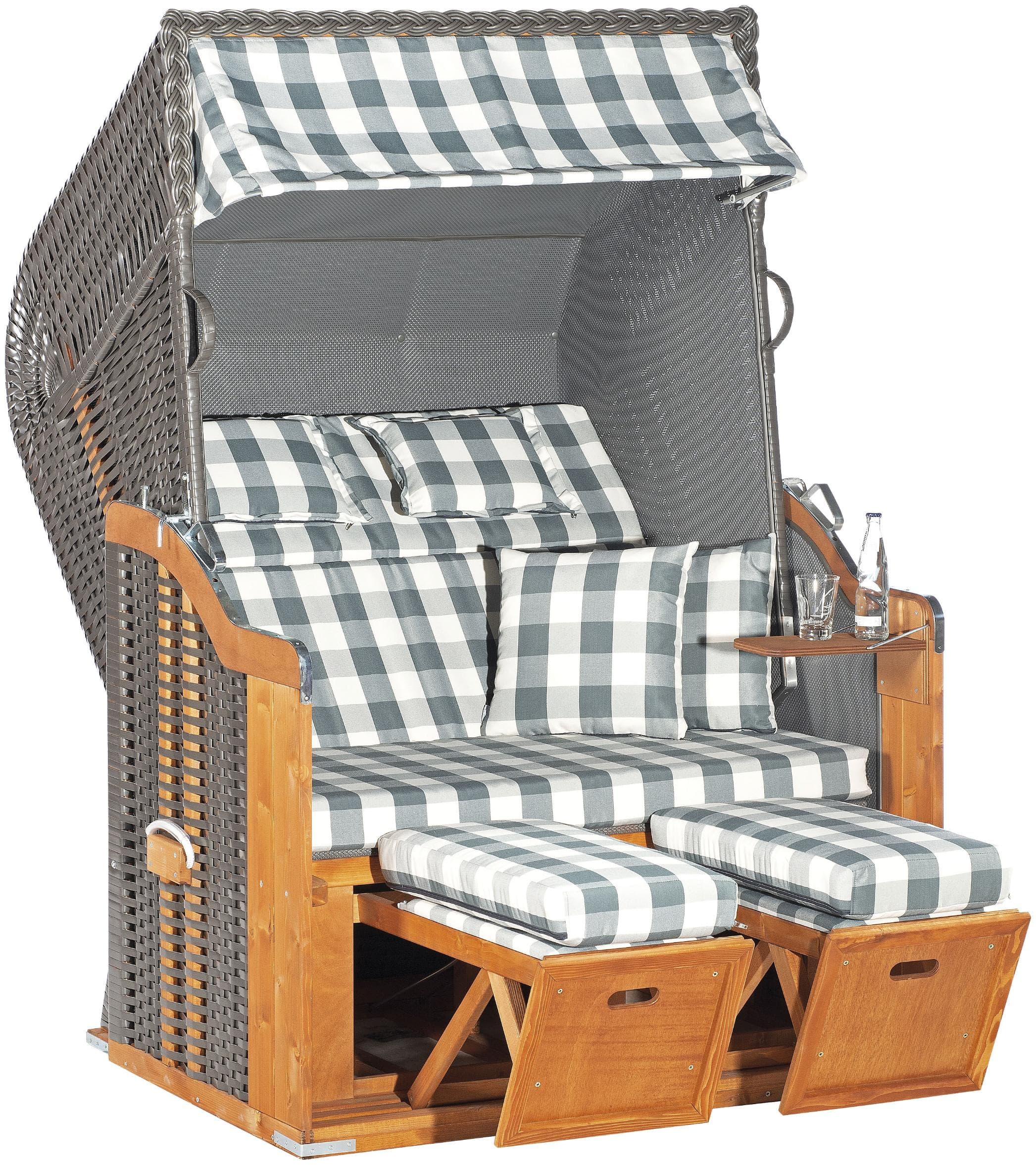 SUNNYSMART Strandkorb Rustikal 255 Plus Grau Anthrazit 2-Sitzer