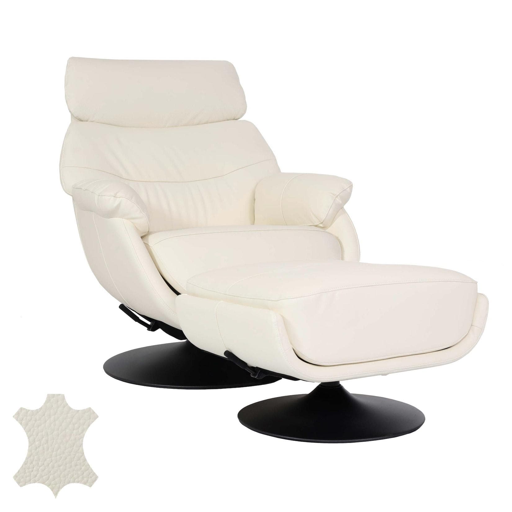 Relaxsessel mit Hocker MCW-K99, Fernsehsessel, Wippfunktion, Metall, Creme-Weiß
