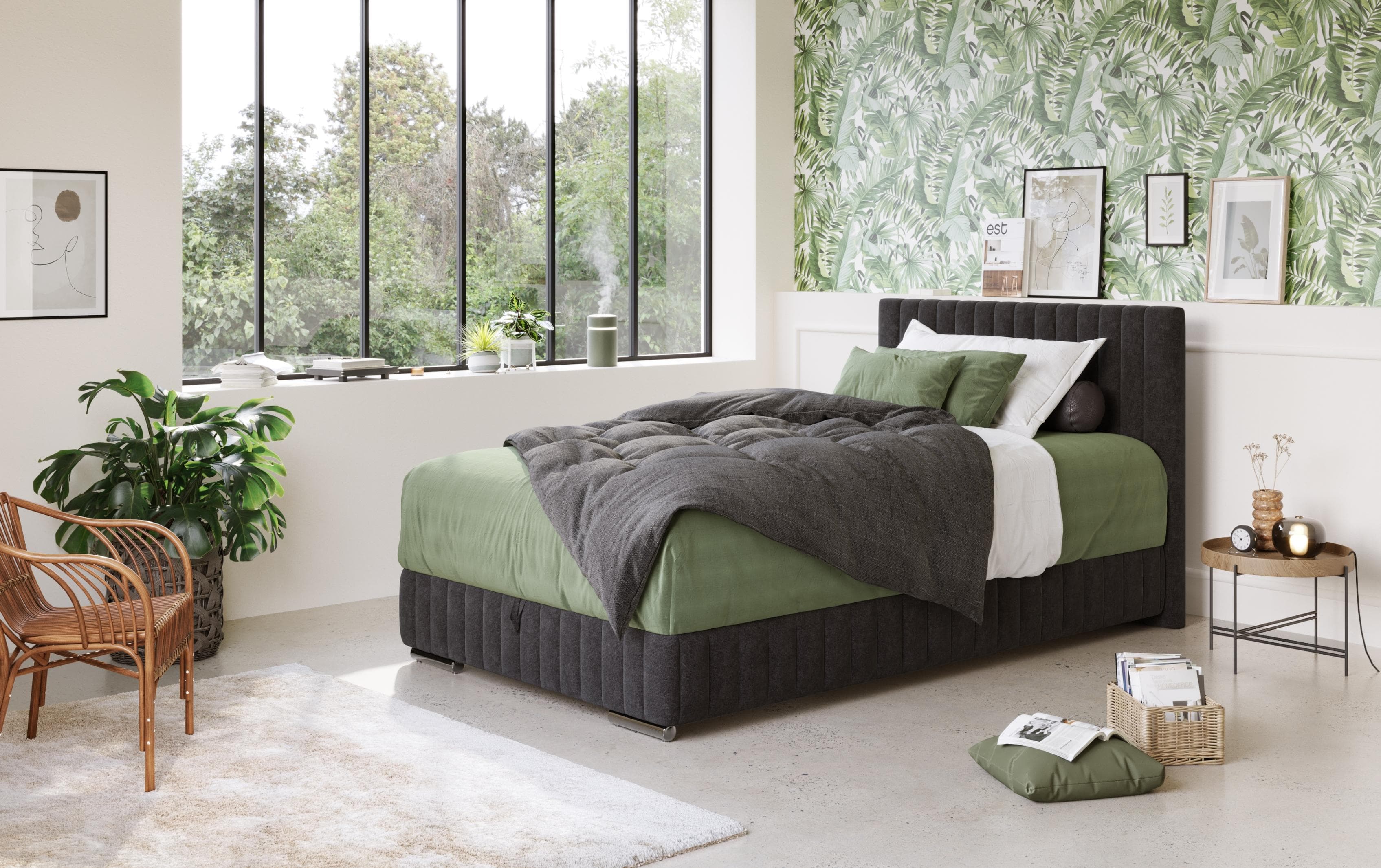 COTTA Boxbett Beetle Komplettbett Schwarz mit Matratze und Topper
