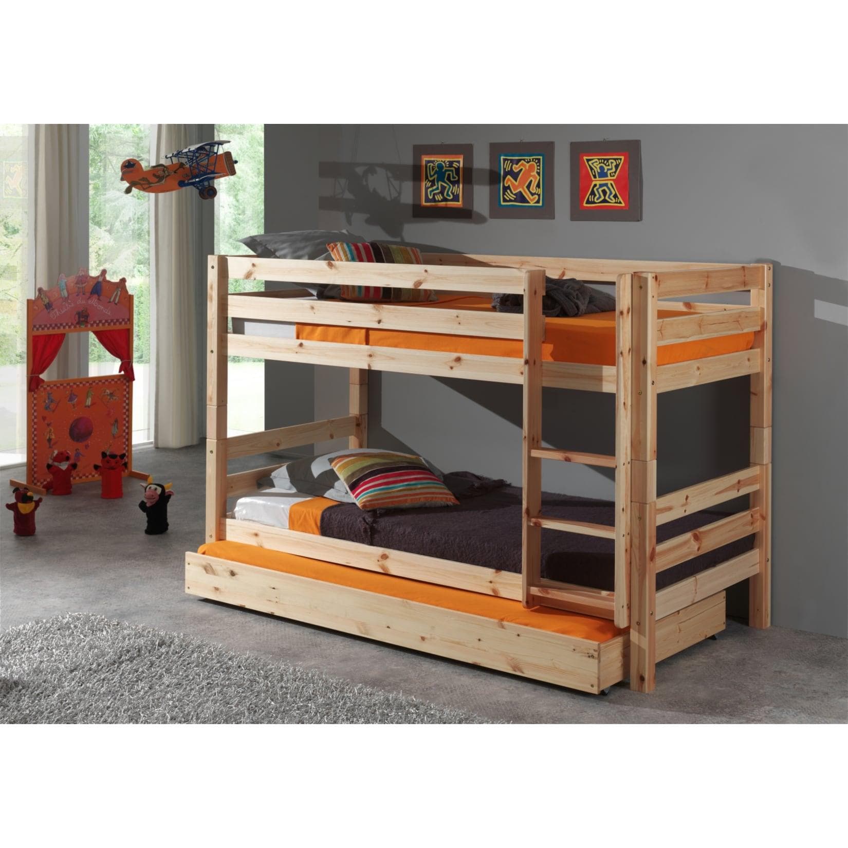 VIPACK Etagenbett Pino Kiefer Natur mit Bettschublade