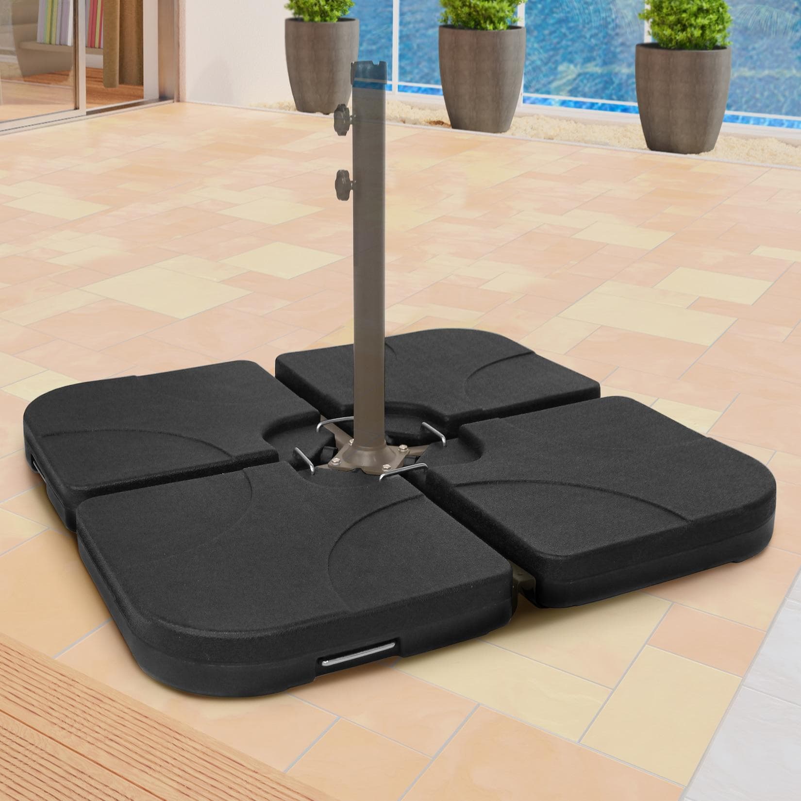 Swing&Harmonie Schirmständer-Platte 4-tlg. HDPE Kunststoff befüllbar bis 130 kg