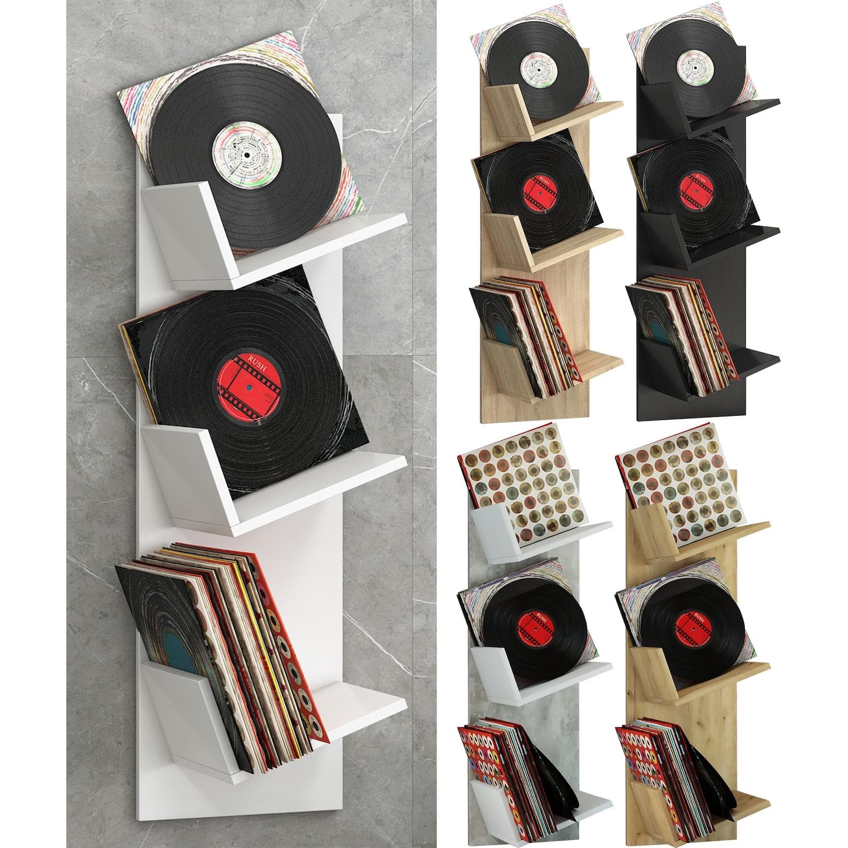 VCM Wandregal Sulda Braun 3 Fächer LP-Regal
