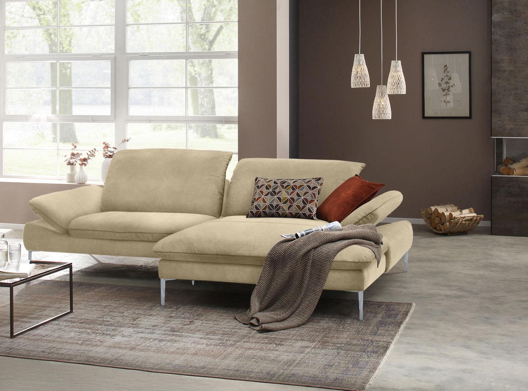 W.SCHILLIG Ecksofa enjoy&MORE L-Form Beige mit Sitztiefenverstellung