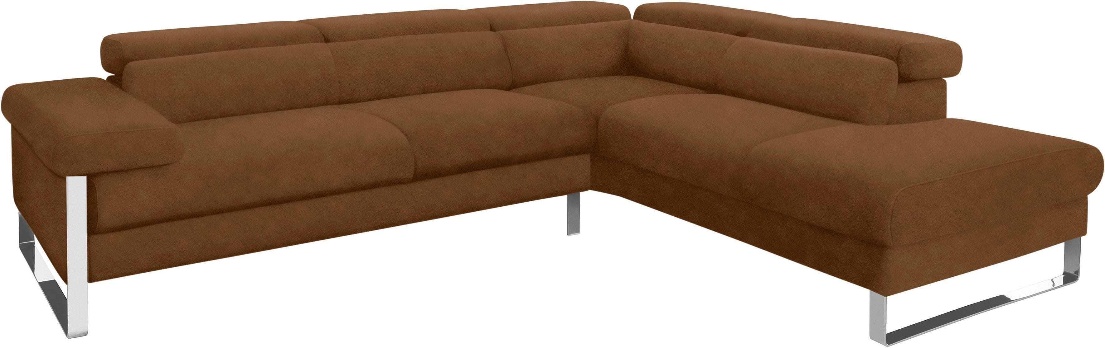 W.SCHILLIG Ecksofa finn L-Form braun mit Verstellfunktion
