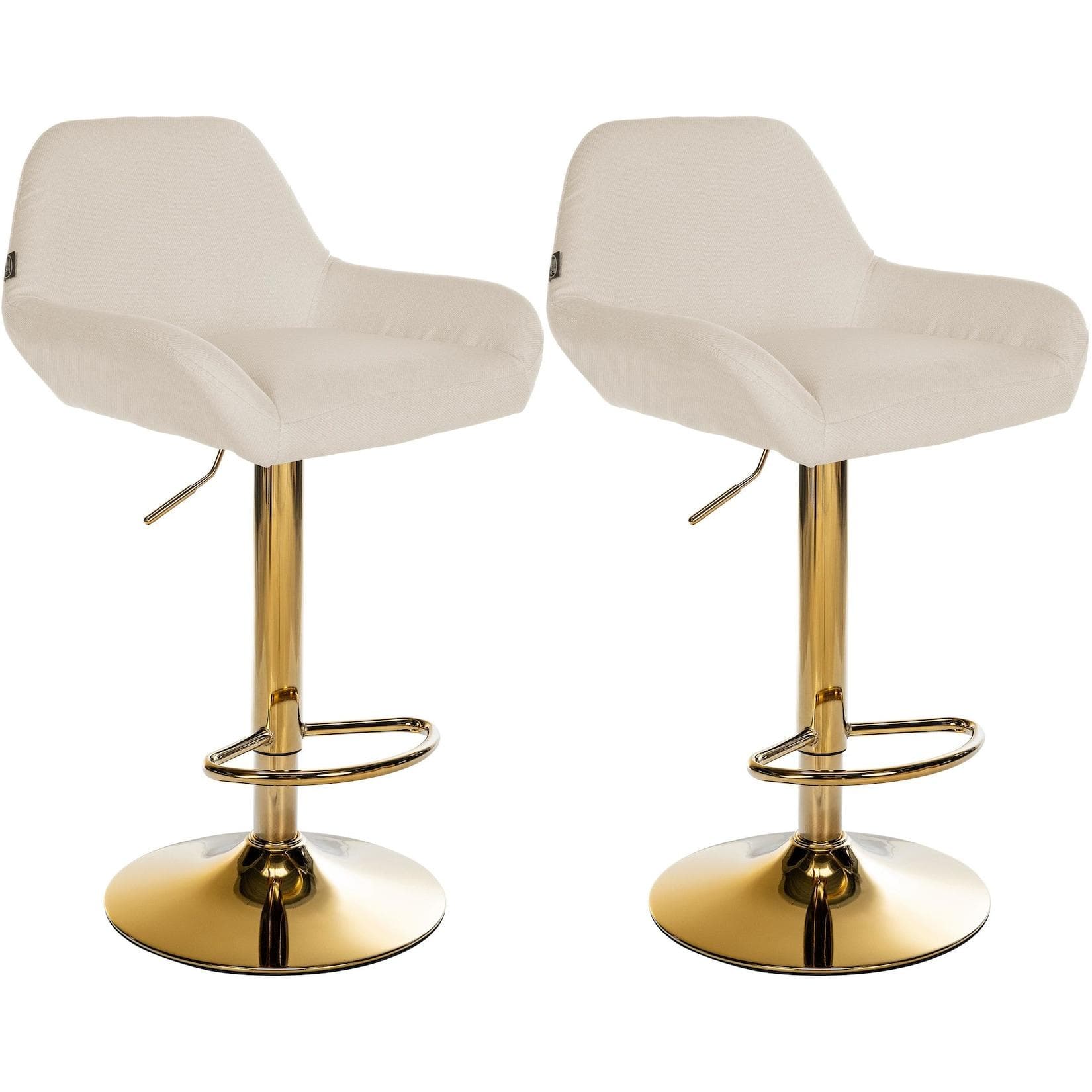 CLP 2er Set Barhocker Braga Stoffbezug Goldgestell höhenverstellbar