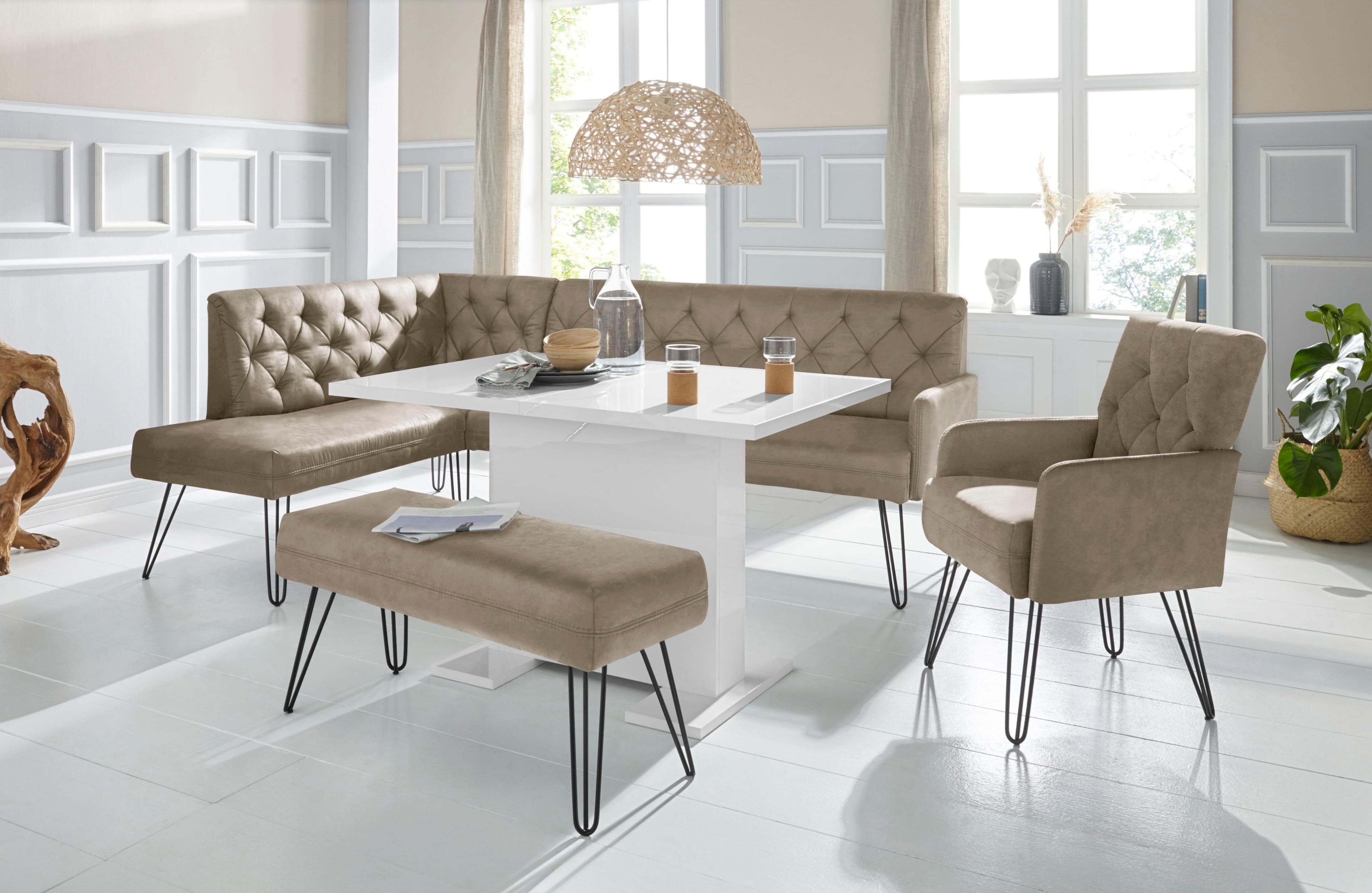 EXXPO Eckbank Doppio Sofa Chesterfield Optik Cappuccino
