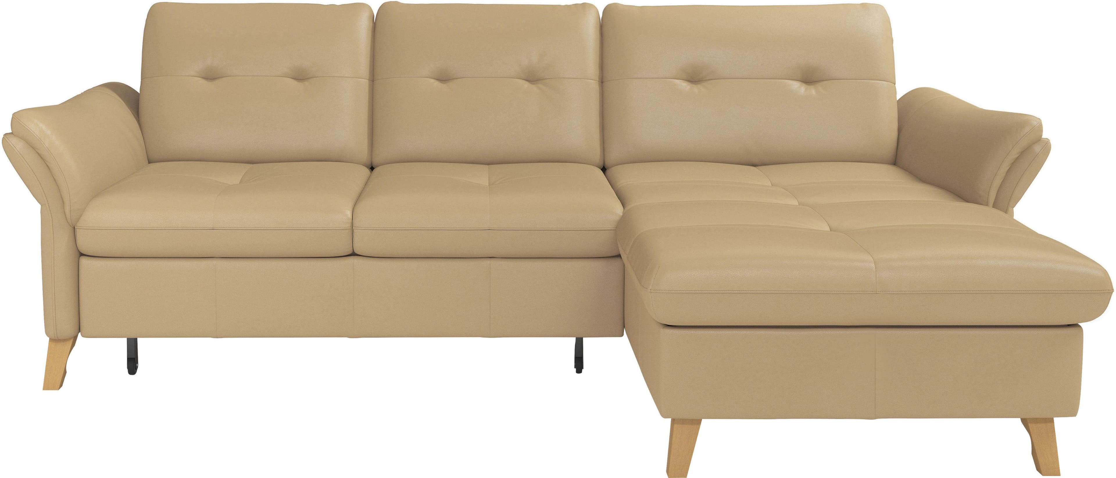 Ecksofa SIT & MORE Göteborg Cappuccino NaturLEDER Sitztiefenverstellung