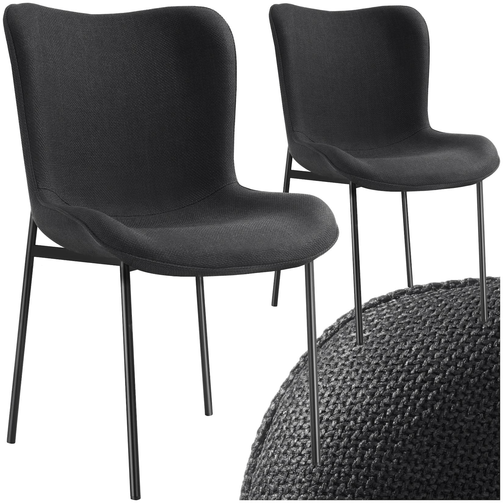 tectake Polsterstuhl 2er Set Ergonomisch mit Hoher Rückenlehne