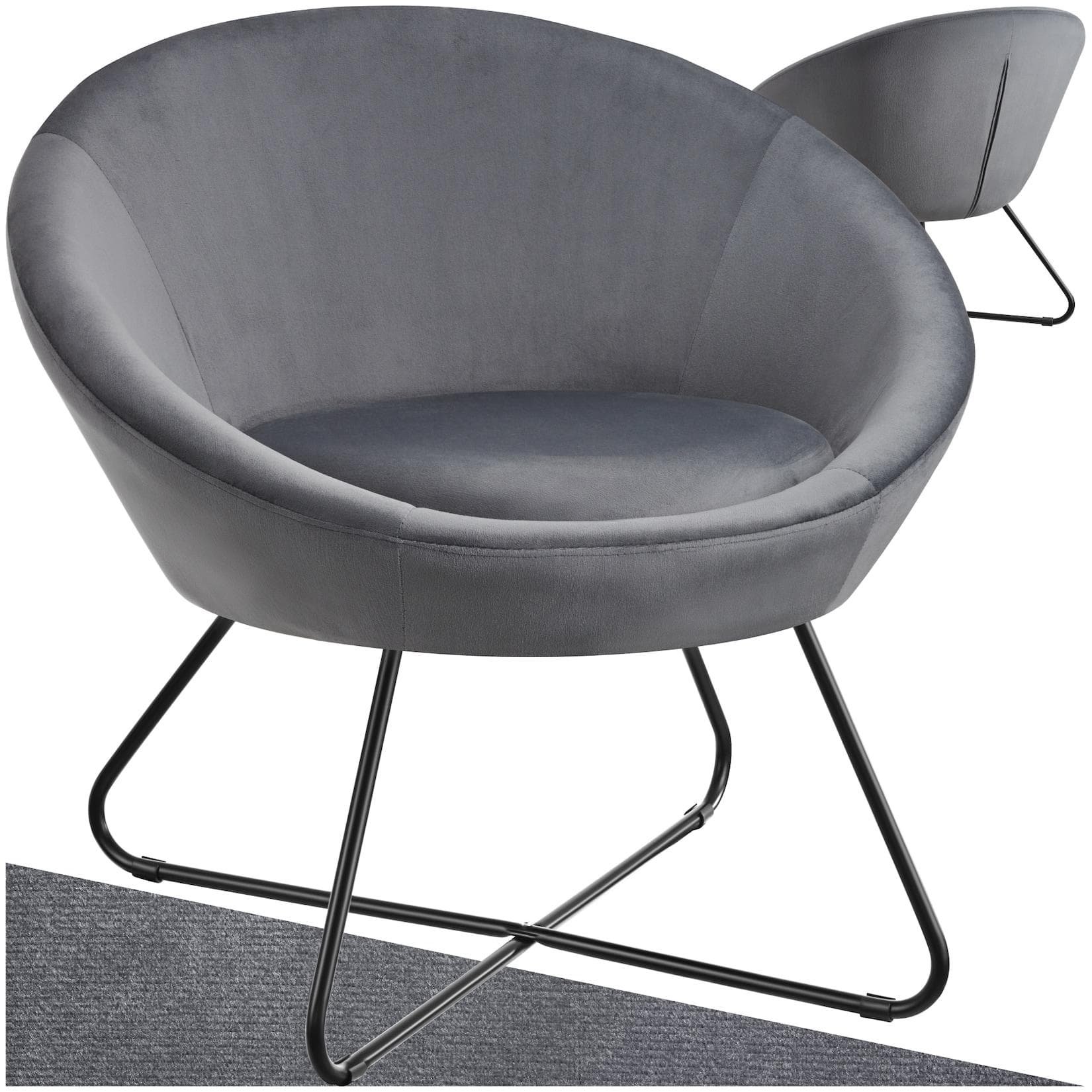 tectake Cocktailsessel Centera gepolstert Samt/Bouclé