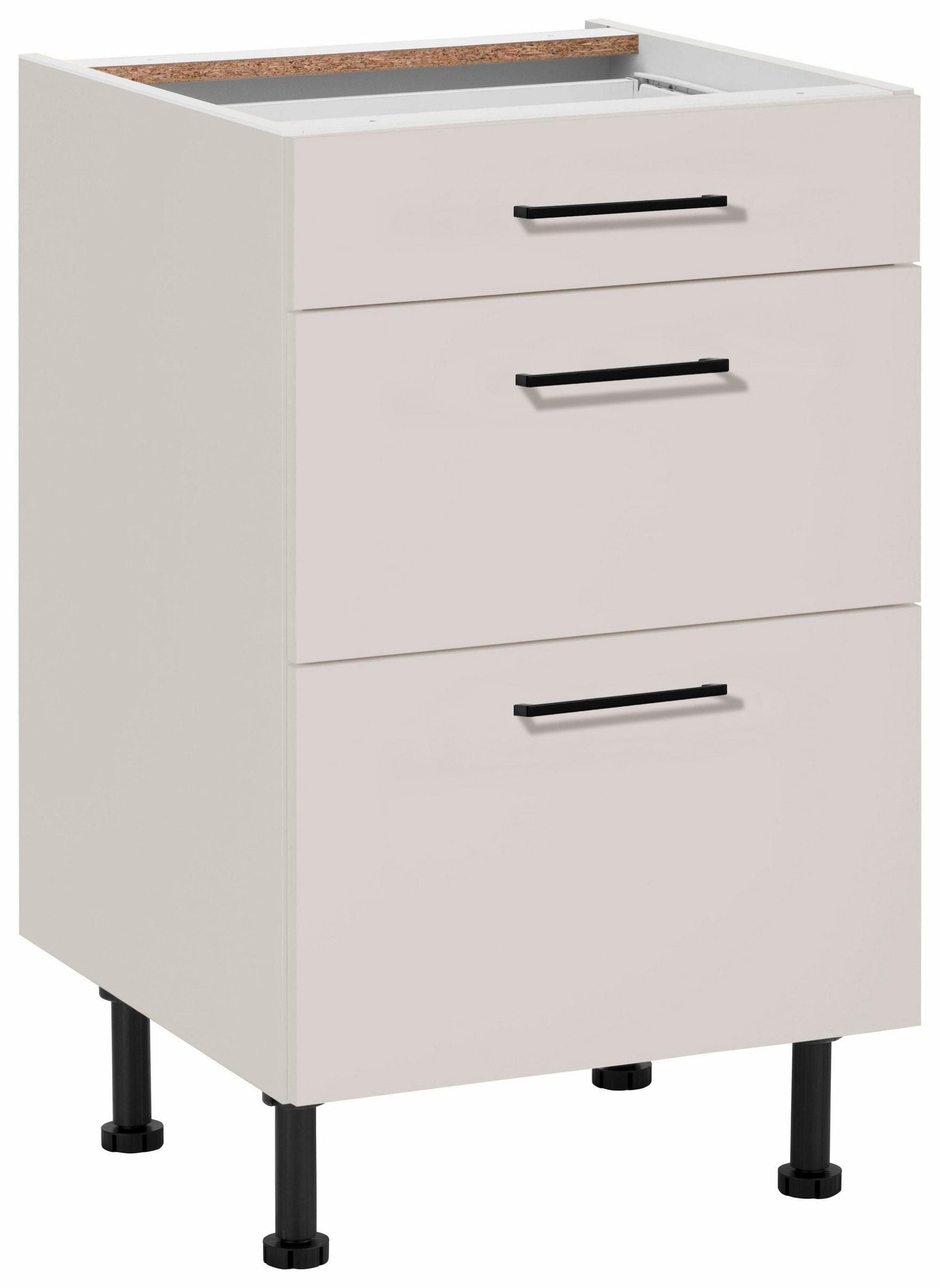 Wiho-Küchen Unterschrank Nisos Beige Cashmere mit Soft-Close