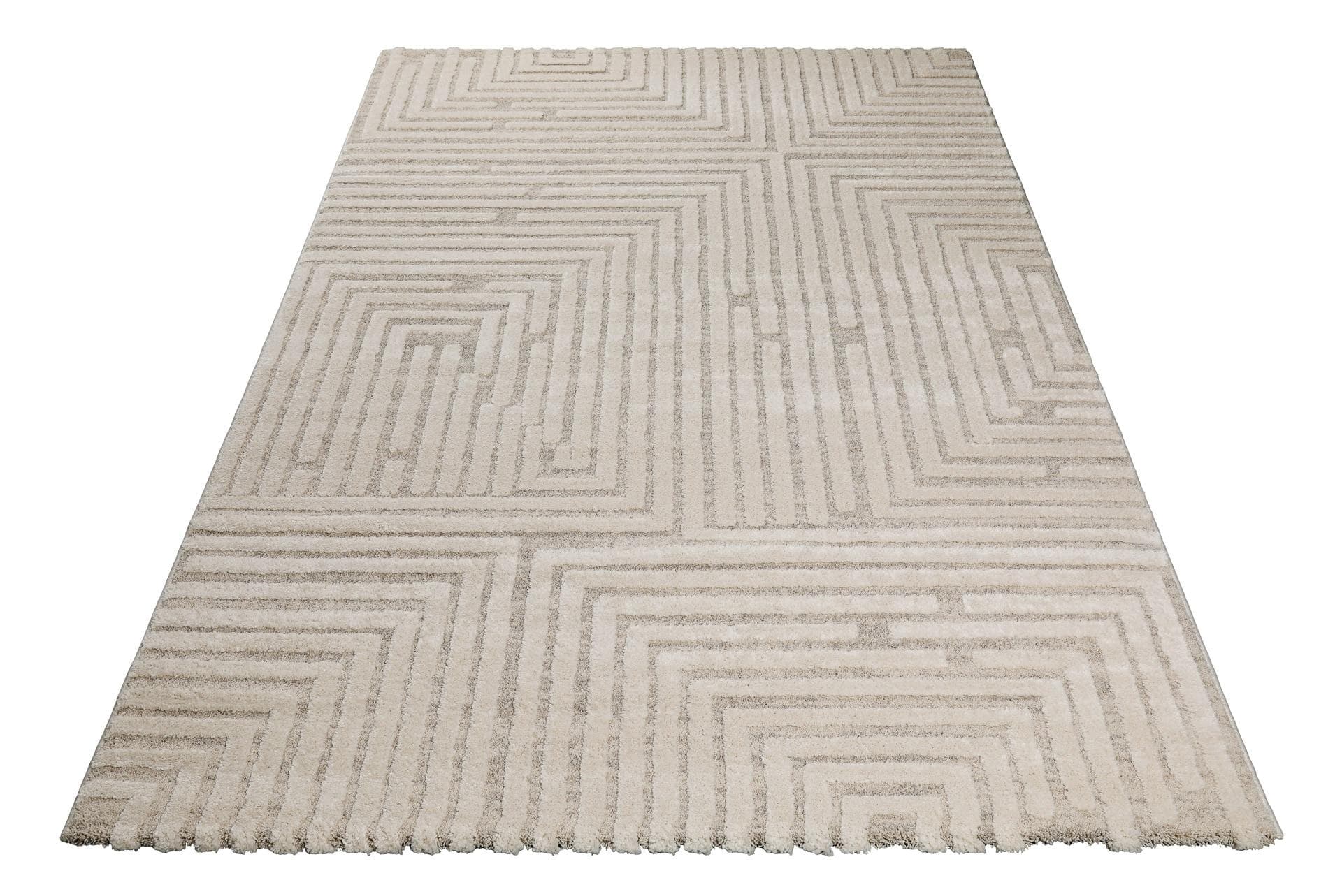 WECON HOME Hillmar Teppich Beige Creme Geometrisches Design