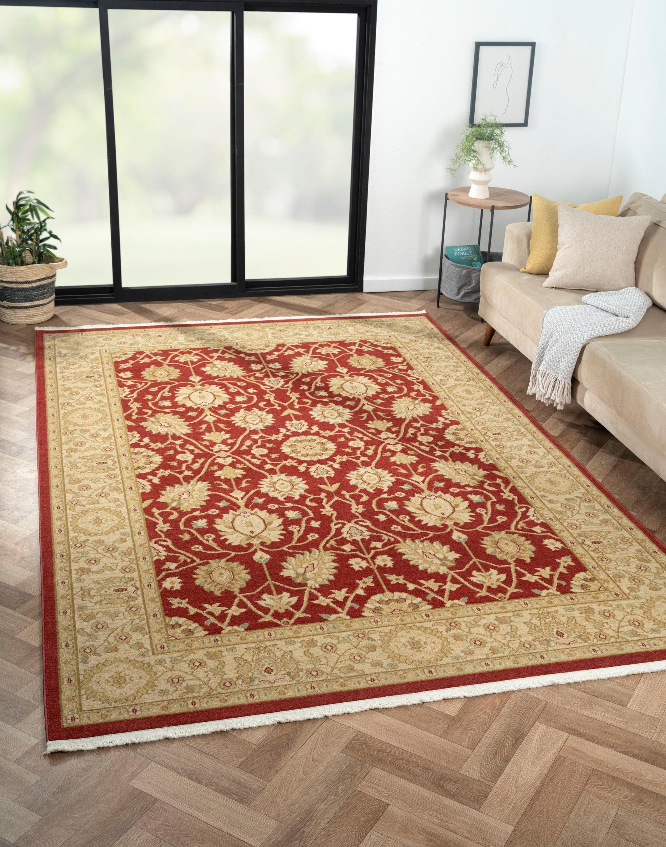 MyFlair Teppich Maryam 1 Rot Creme Orient Optik Kurzflor