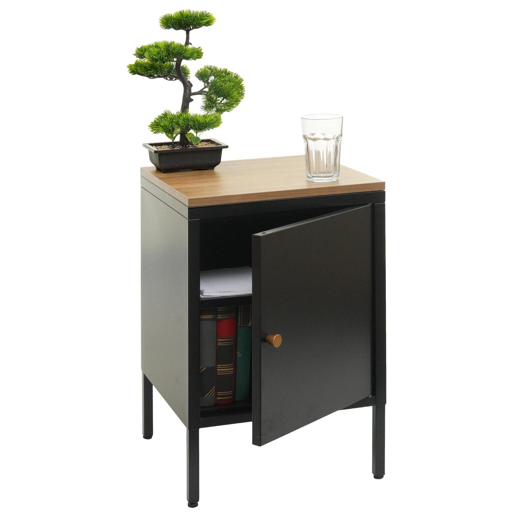 MCW Nachttisch MCW-L84 Metall Schwarz Nachtschrank