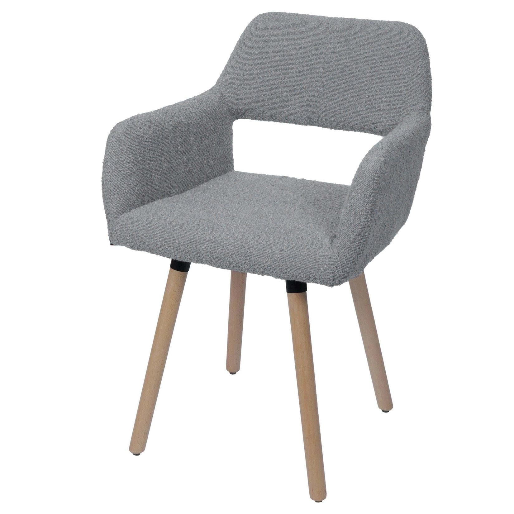 Esszimmerstuhl MCW-A50 II Grau Bouclé Stoff Holz