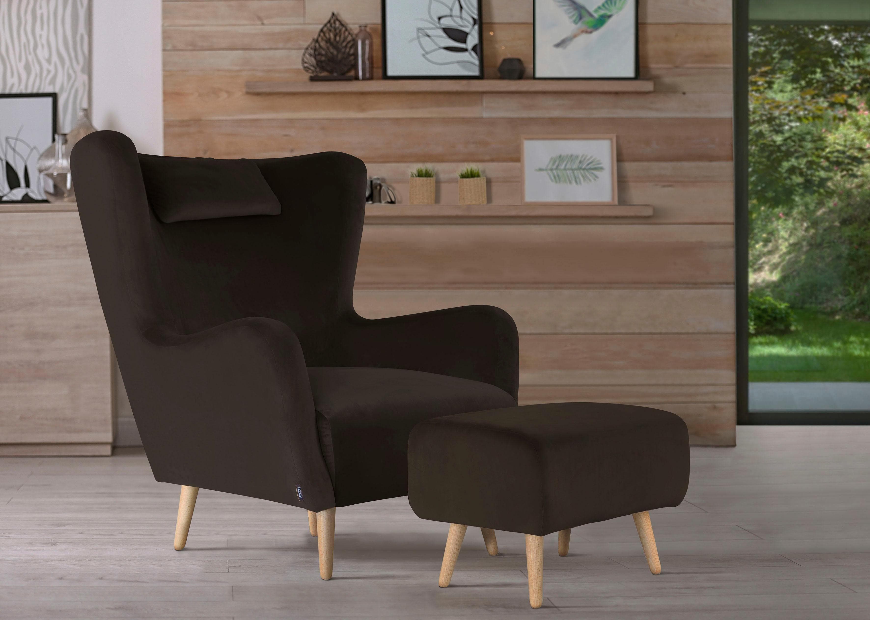 Home Affaire Ohrensessel Telford Braun Samtoptik