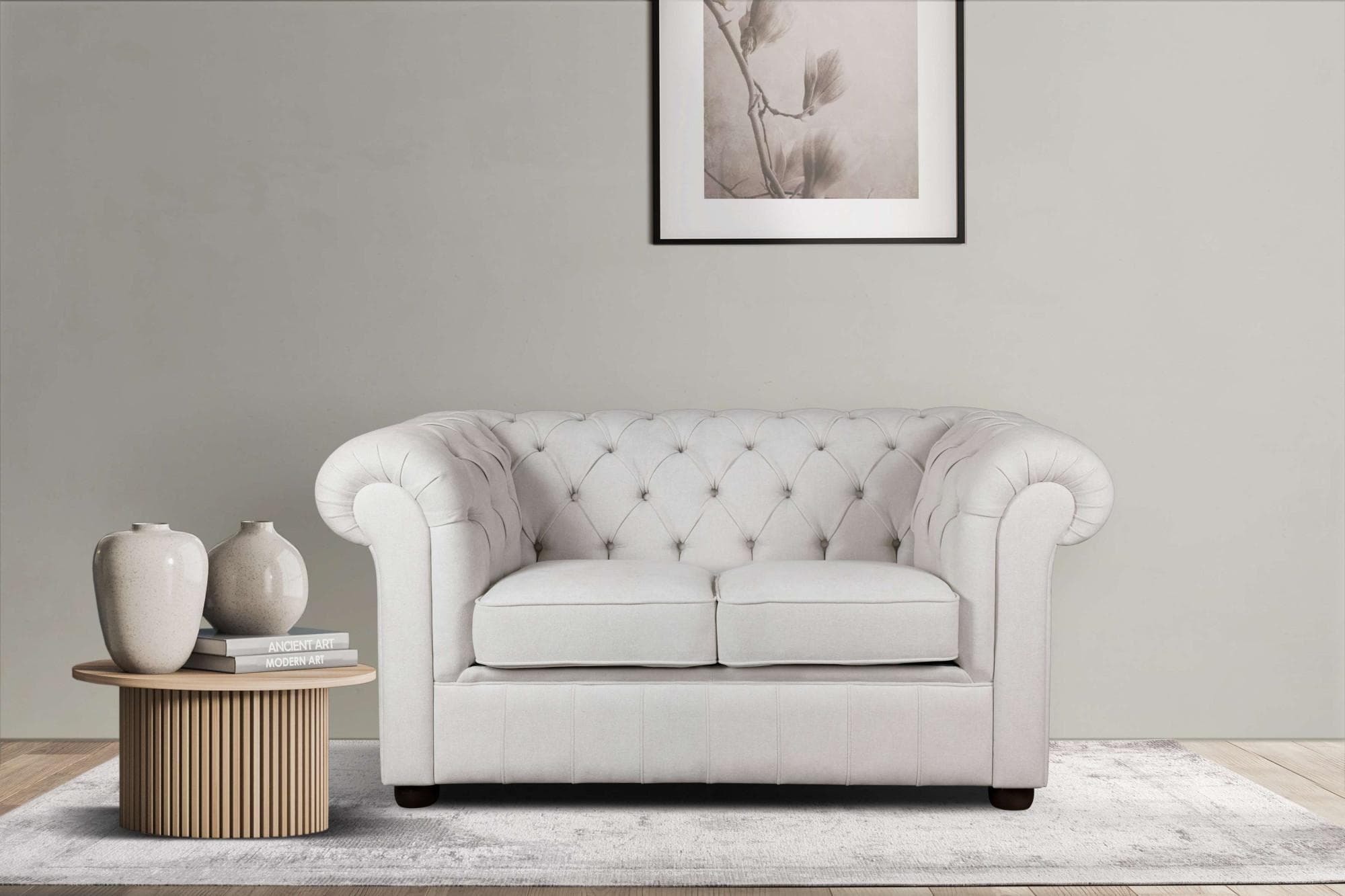 Home Affaire Chesterfield Sofa 2-Sitzer Creme Knopfheftung