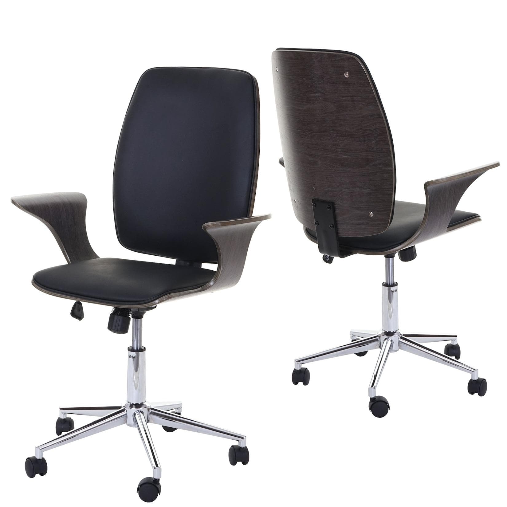 MCW Bürostuhl MCW-C54 Chefsessel Grau Schwarz Bugholz Kunstleder