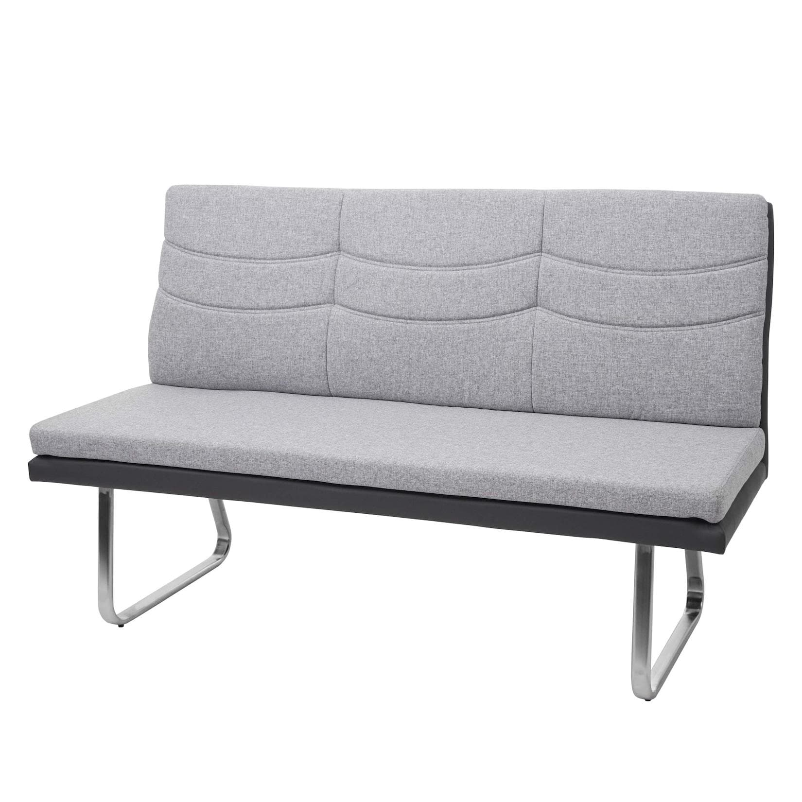 MCW Sitzbank 160cm Grau Stoff/Kunstleder Edelstahl