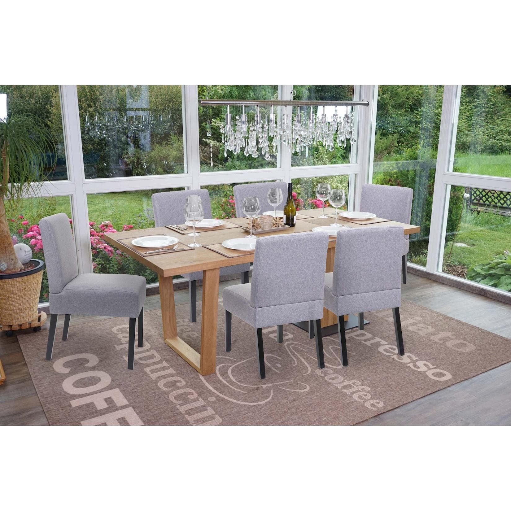 MCW 6er-Set Esszimmerstuhl Grau Stoff Modern