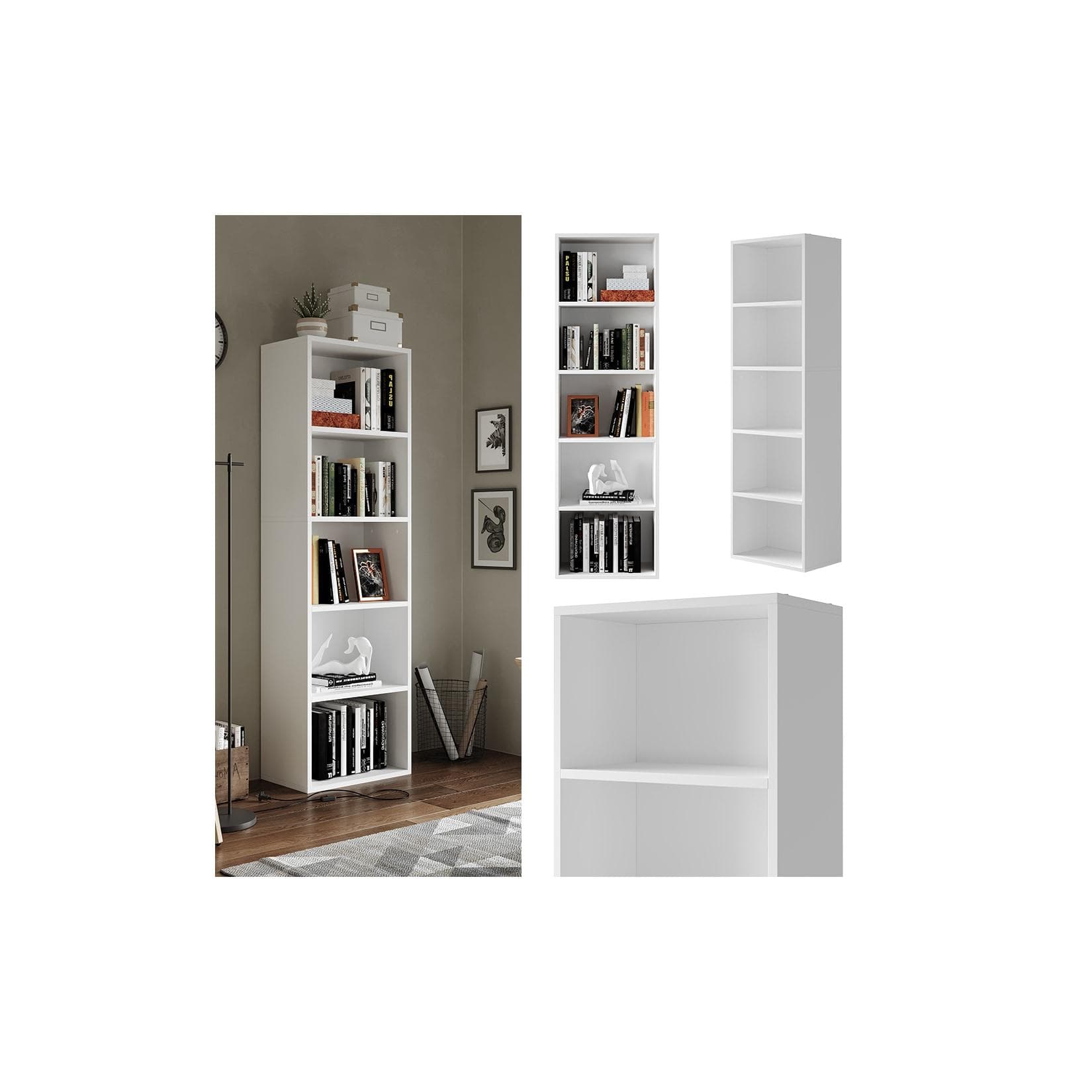 Vicco Bücherregal Bob Weiß 5 Fächer Modernes Design