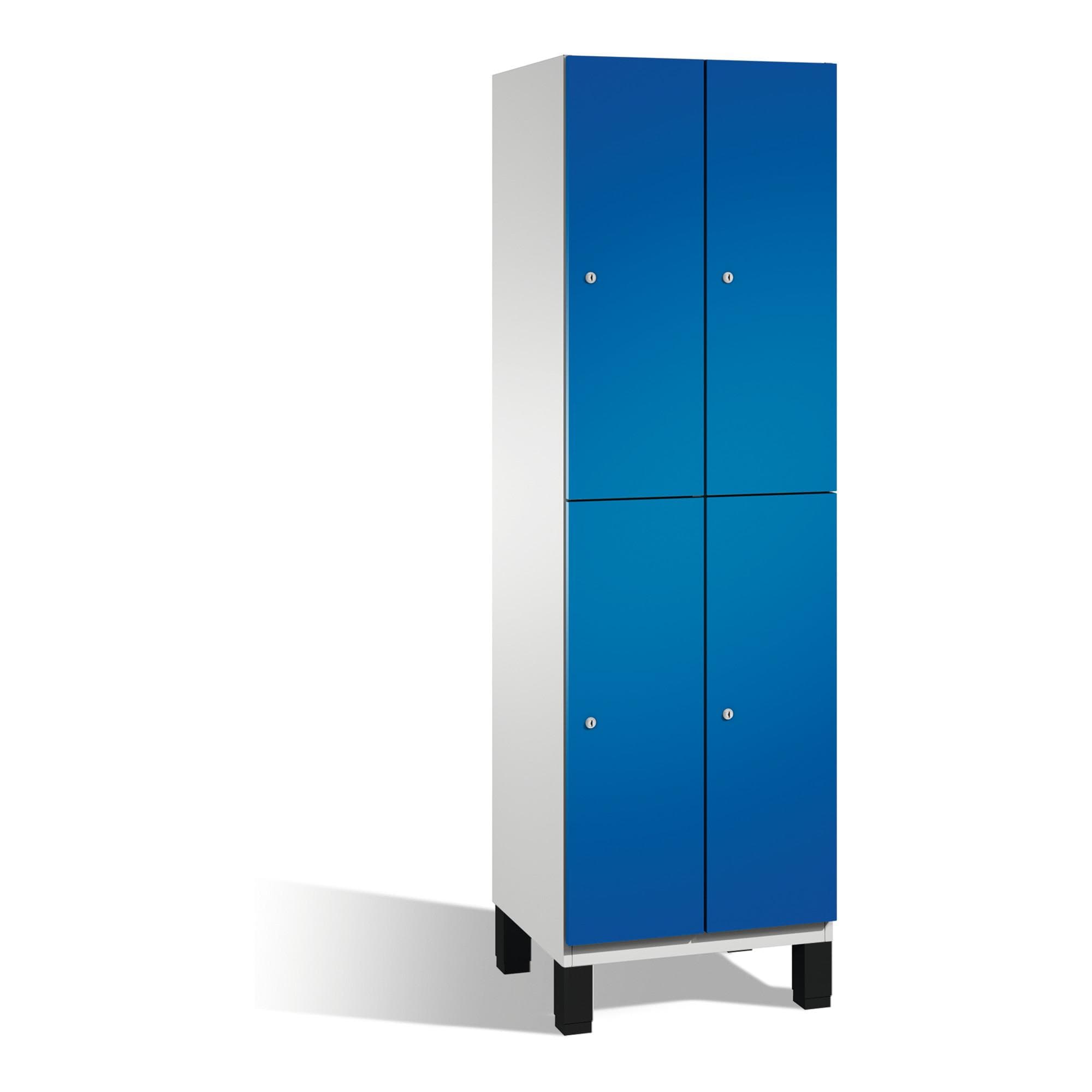 C+P Doppelstockspind Cambio auf Füßen 4 Fächer Front Enzianblau Korpus Lichtgrau