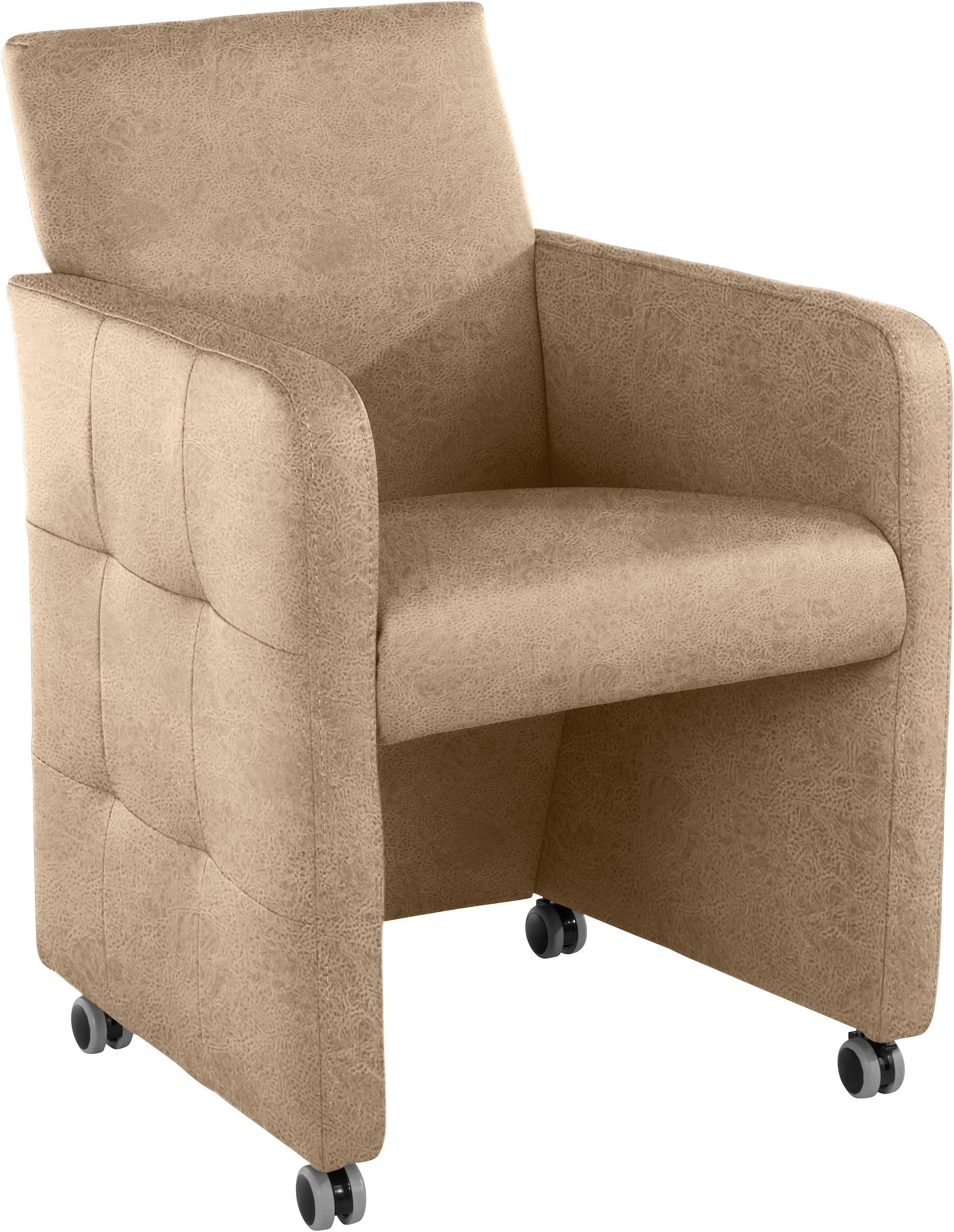 EXXPO Barista Sessel Beige Microfaser Rollen