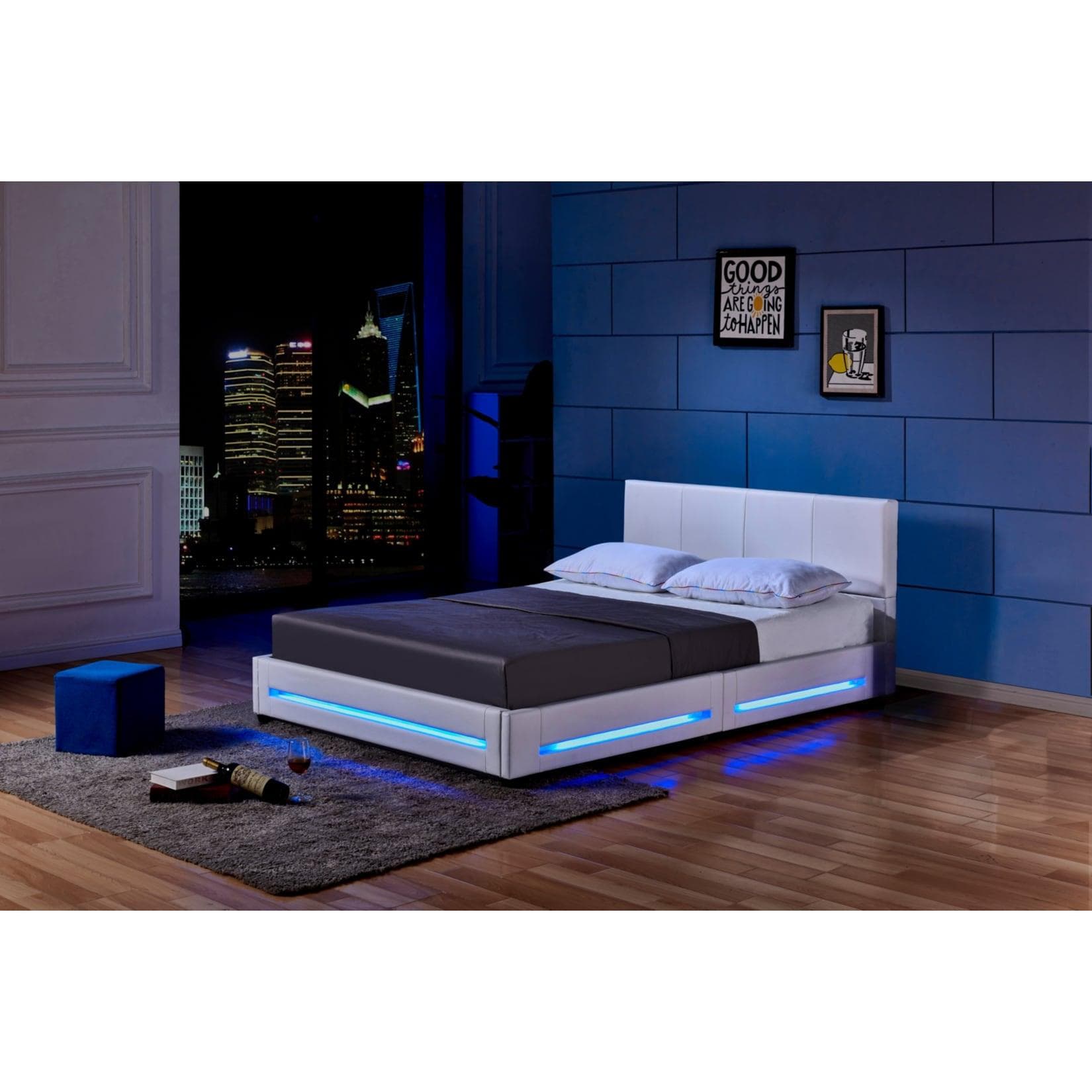 HOME DELUXE LED Bett Asteroid Weiß Modernes Design