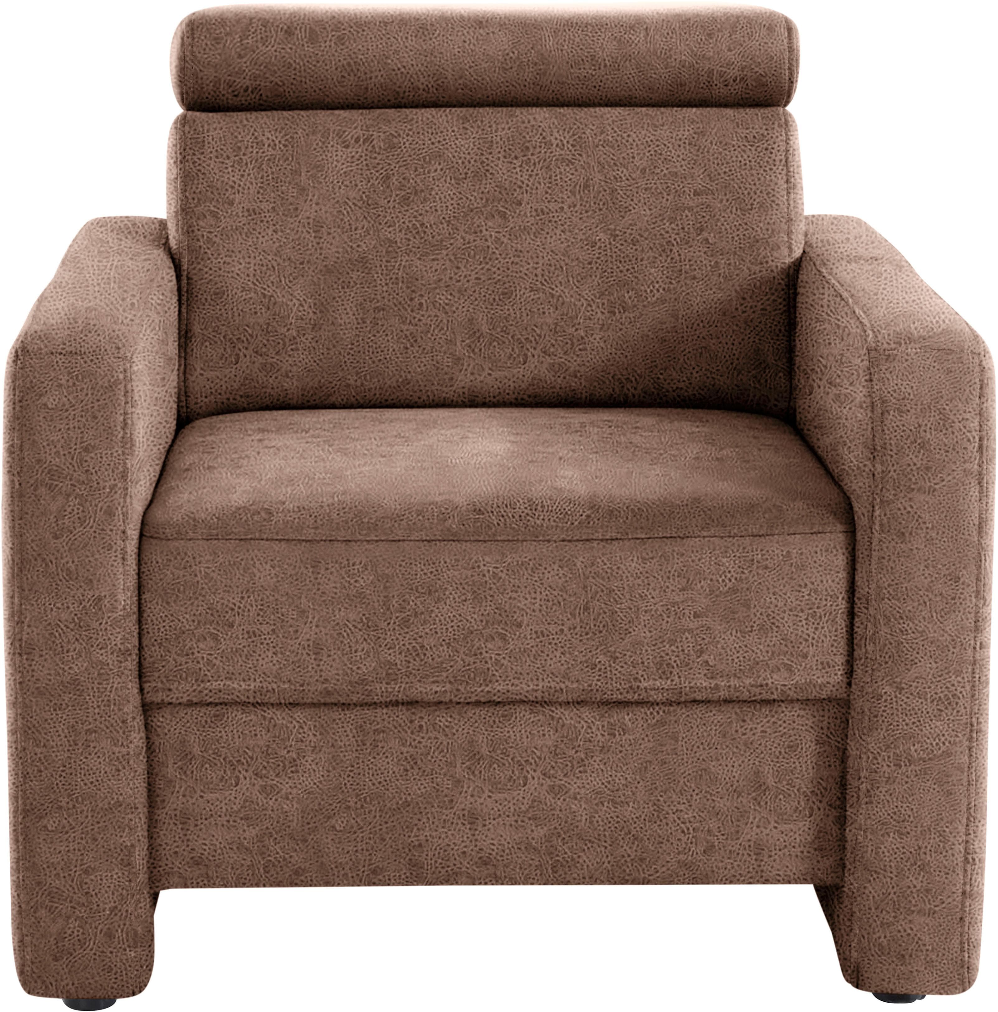 SIT & MORE Sessel Bologna Braun mit Kopfteilverstellung