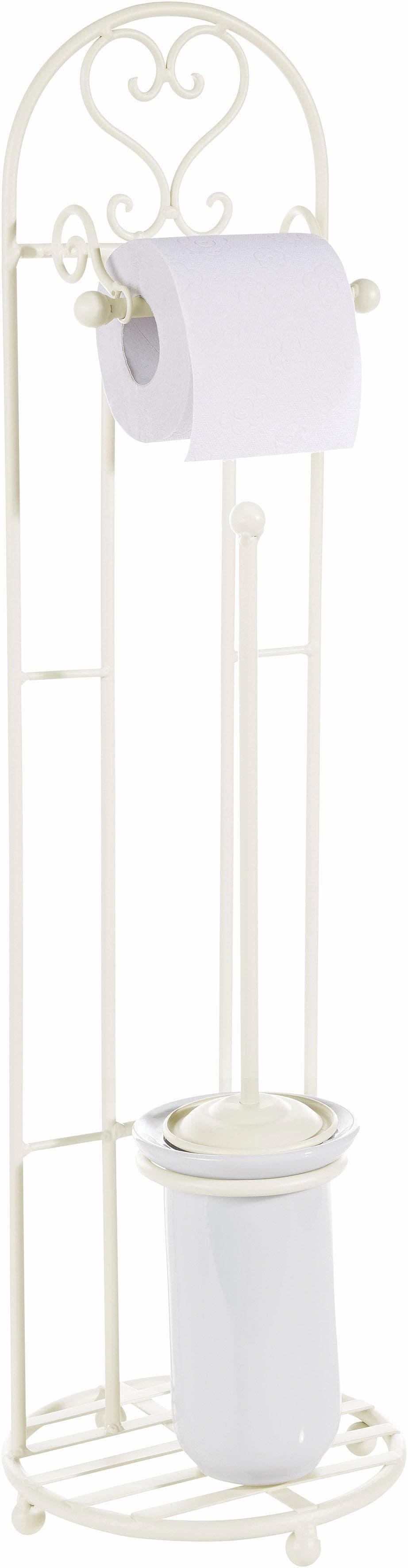Ambiente Haus Toilettenpapierhalter Antik Weiß Eisen Keramik