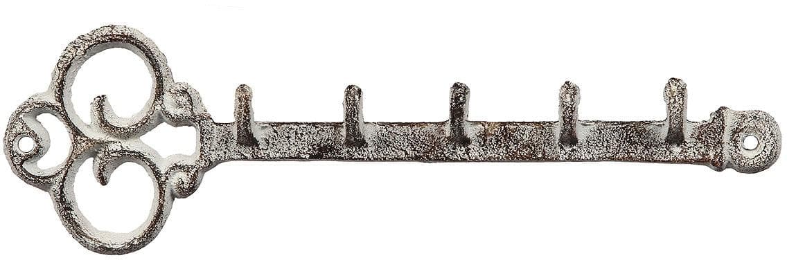 AMBIENTE HAUS Wandhaken Schlüssel Gusseisen antikweiß/braun