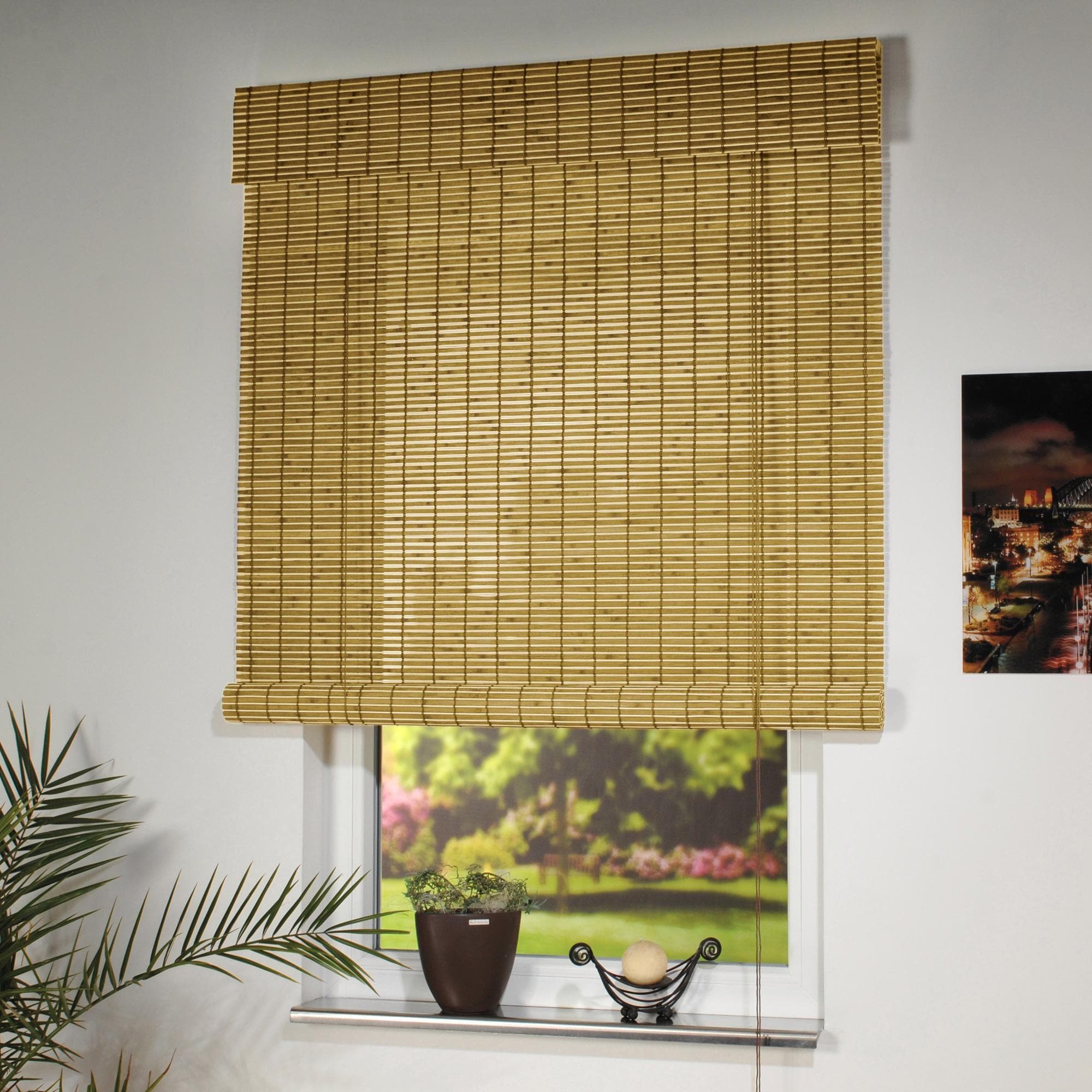 LIEDECO Seitenzugrollo Beige Naturfarben Holzwerkstoff