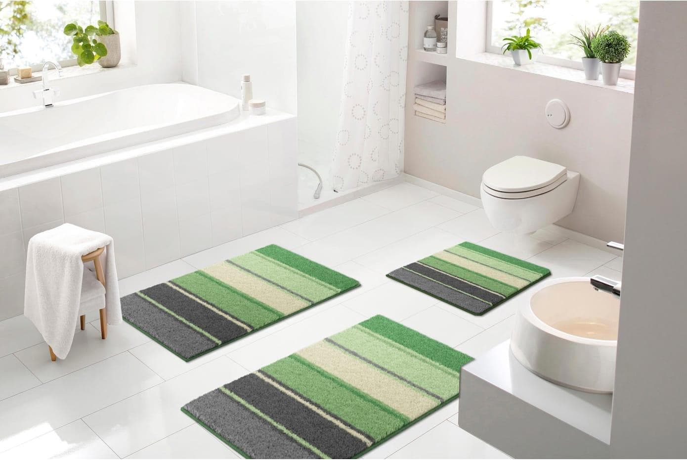 GRUND Badematte Grün Grau Modern Rutschfest