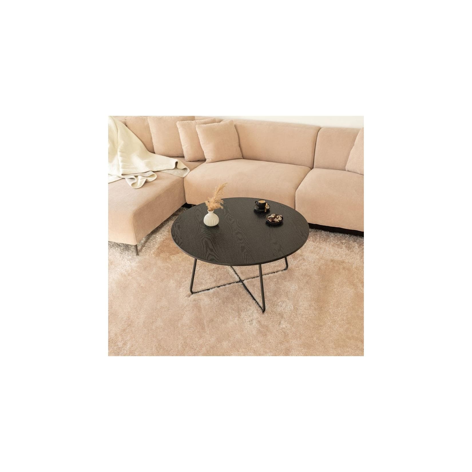 Home Deluxe Couchtisch Rund NOVARA - Dark Oak