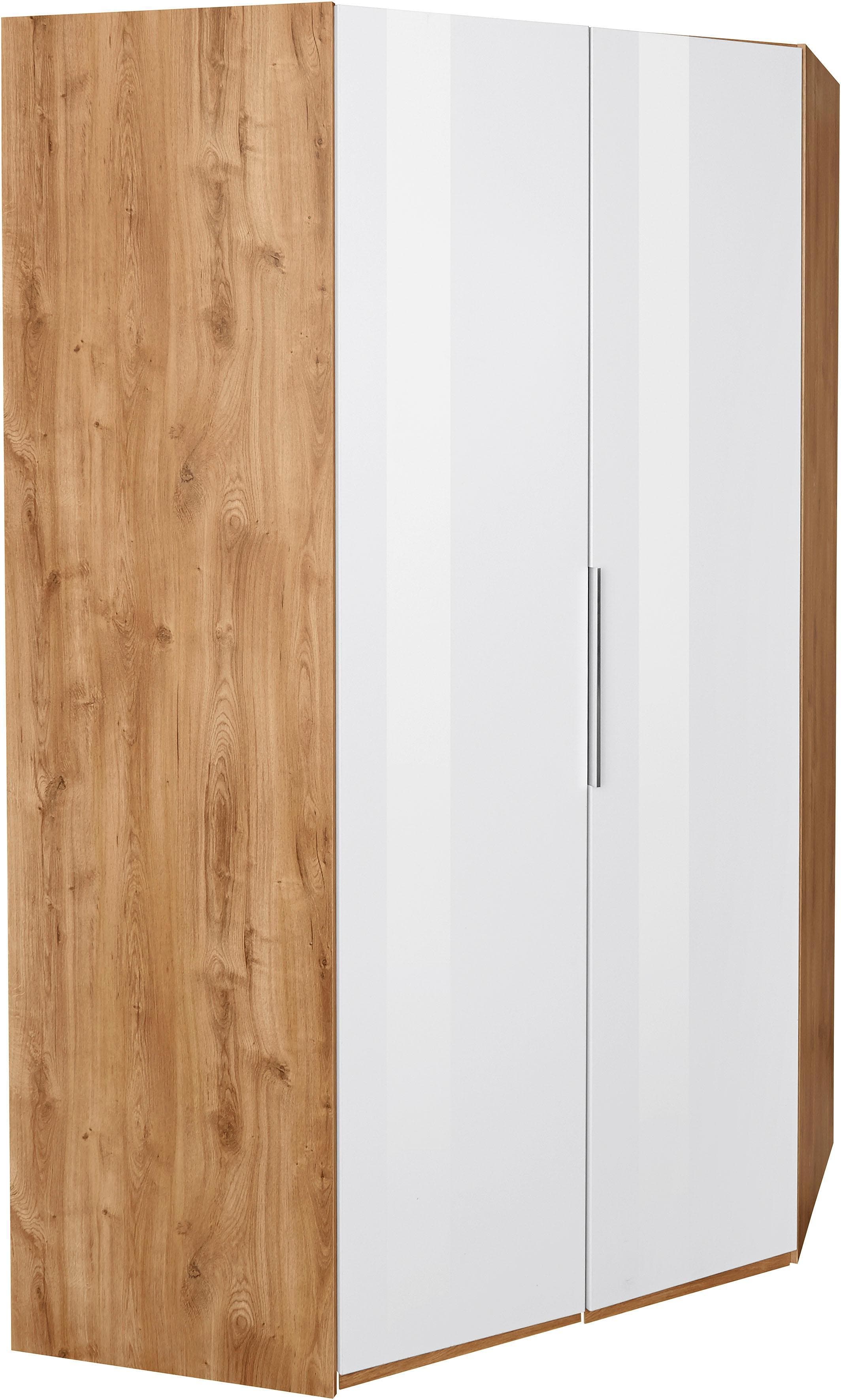 WIMEX Eckkleiderschrank Level by fresh to go Braun/Weiß mit Glastüren