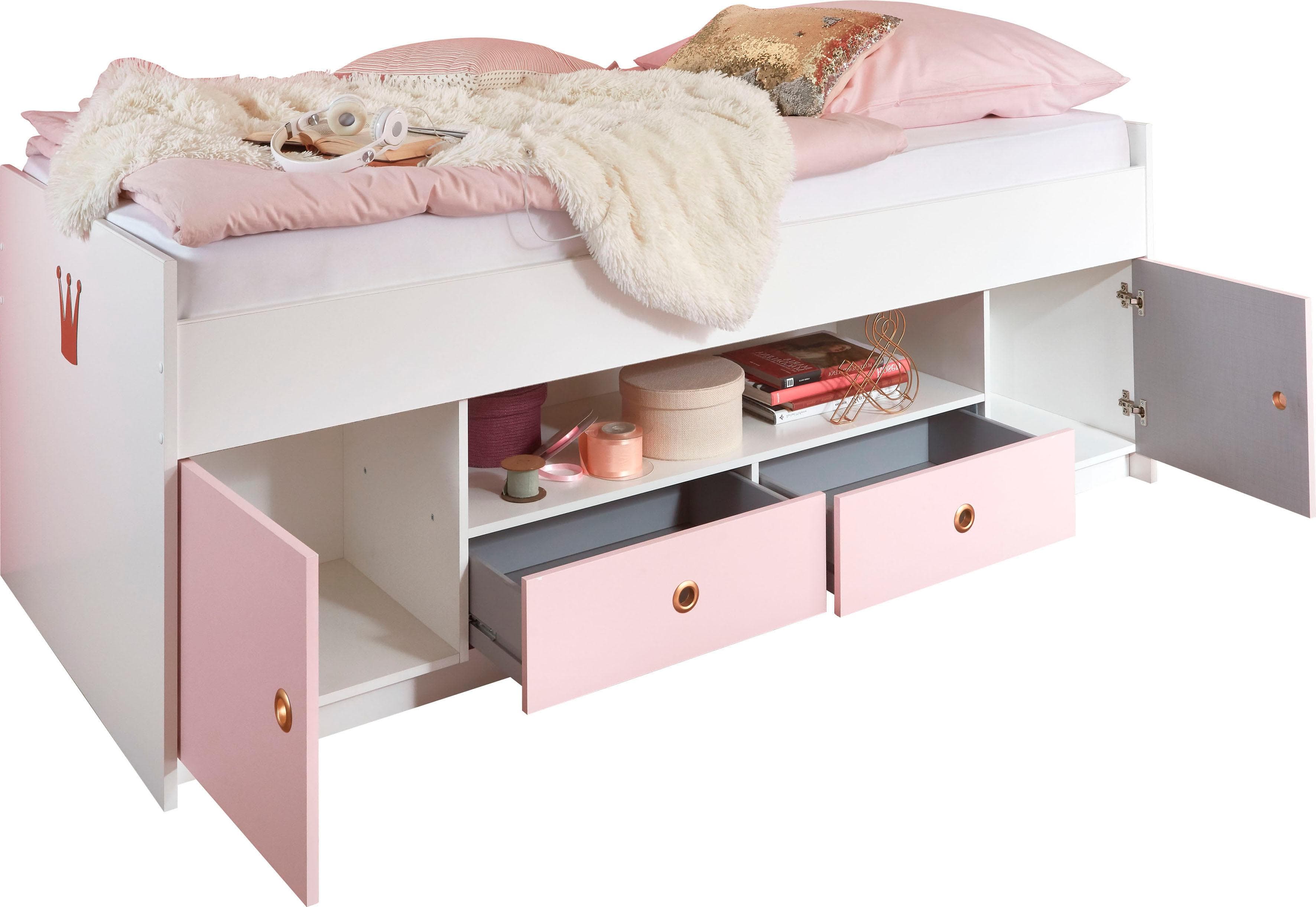Kinderbett WIMEX Cindy2 Rosa Weiß mit Stauraum
