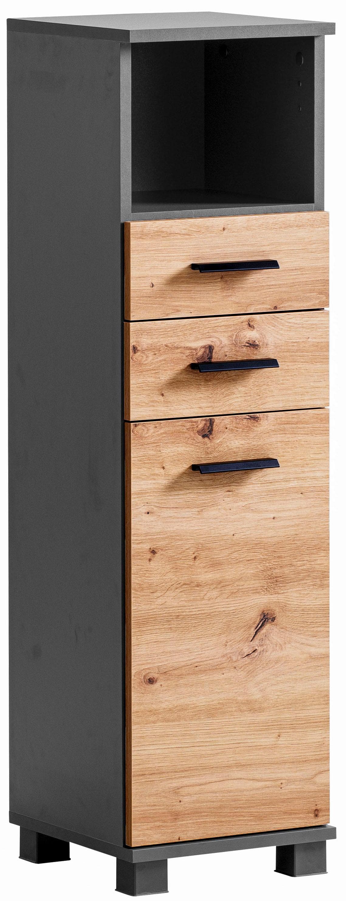 Midischrank WELLTIME Palermo Anthrazit/Eiche Schwarz